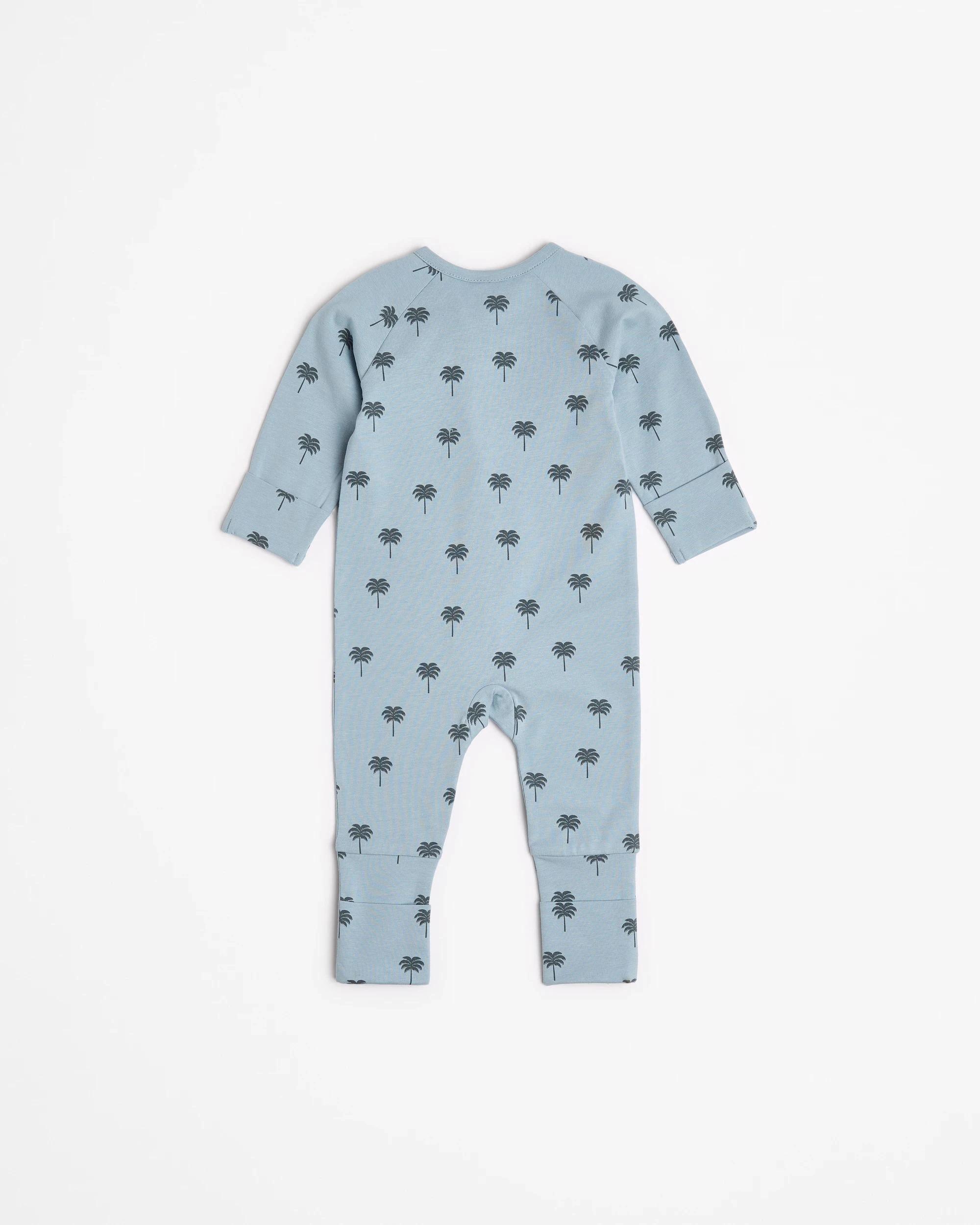 3 Target Baby Baby Organic Cotton Footless Coverall BLUE TEAL PALM TREES, 3 of 3