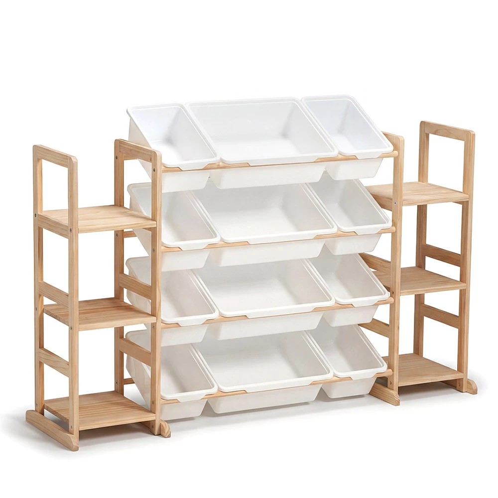 1 PlayPals Kid Storage Box Toys Organizer 6 Shelves and 12 Bins Display Rack - Natural, 1 of 3