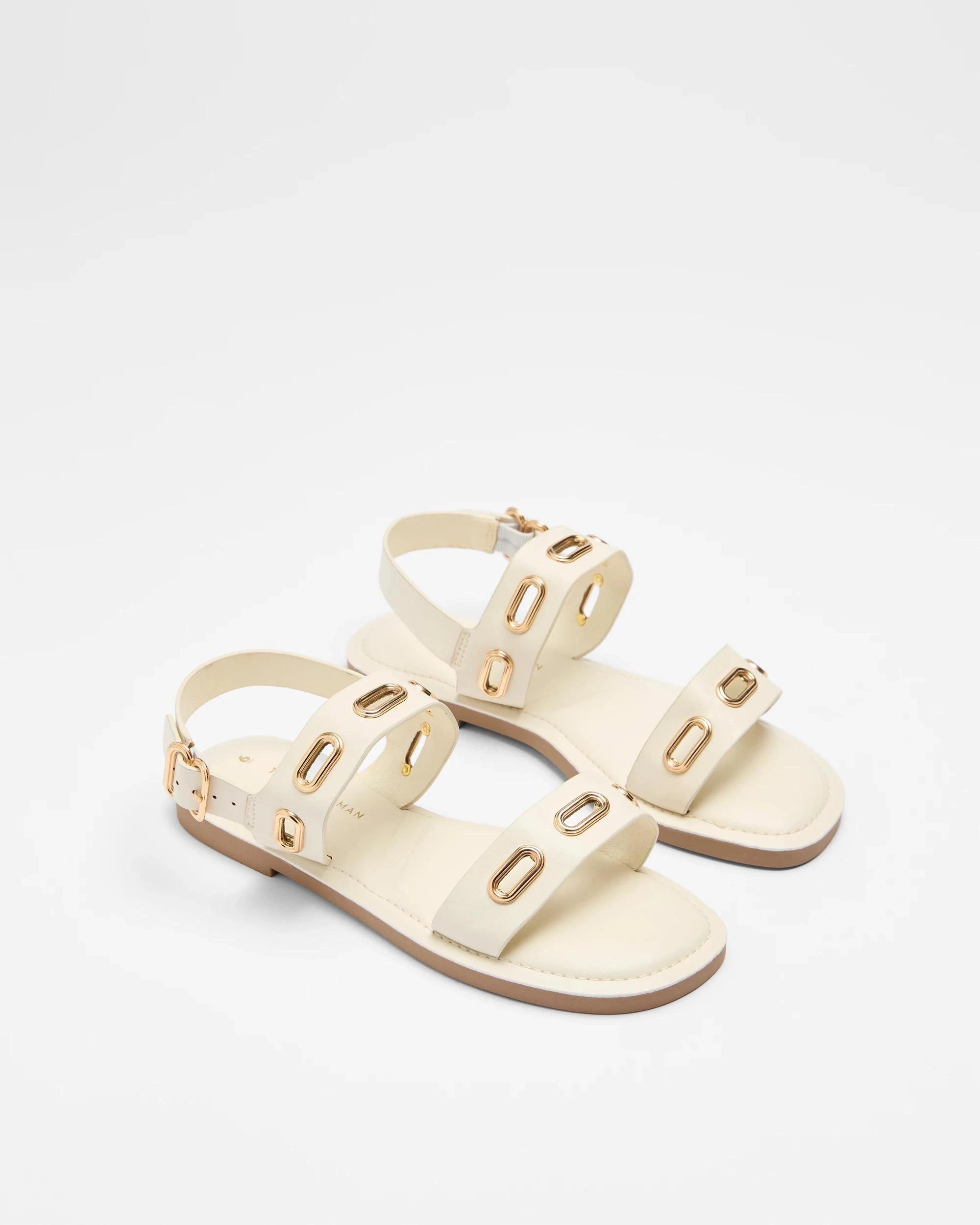 3 Target Womens Double Strap Metal Trim Flat - Deena IVORY, 3 of 3