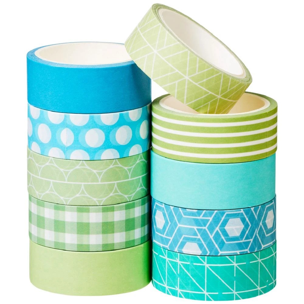 2 Otto Washi Tape Green and Blue 10 Pack, 2 of 3
