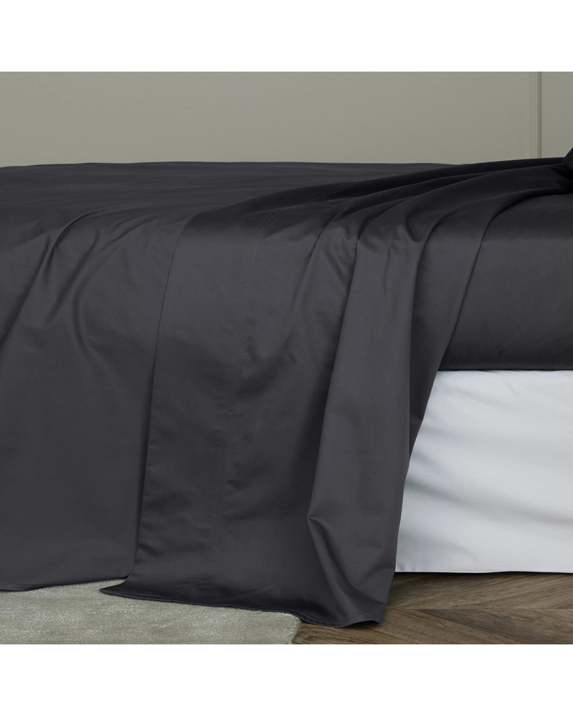 1 Bedding co Flat Sheet 1200TC Egyptian Cotton - King Single Bed - Black, 1 of 4