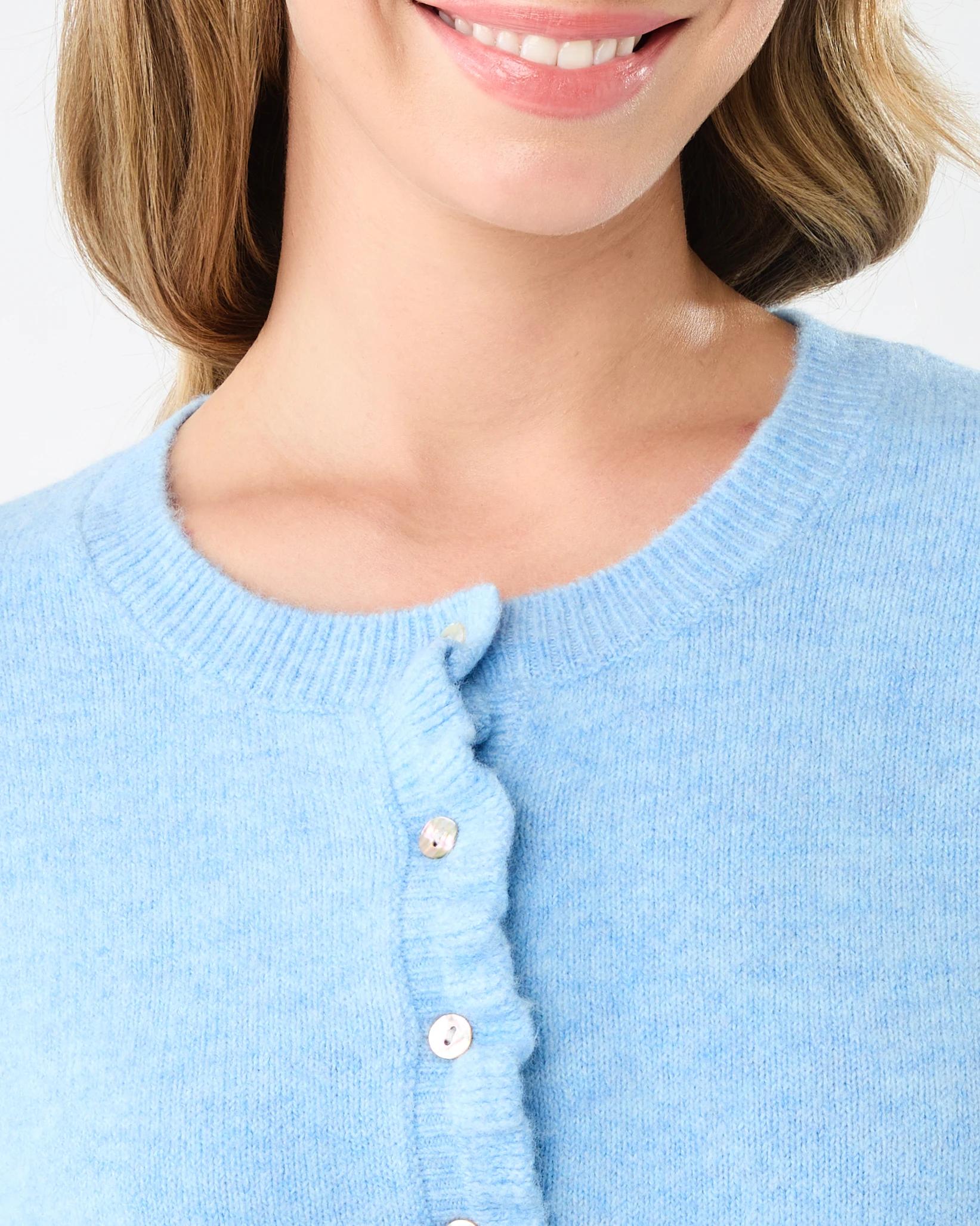 6 Frill Hem Cardigan Chmbr Blue, 6 of 6