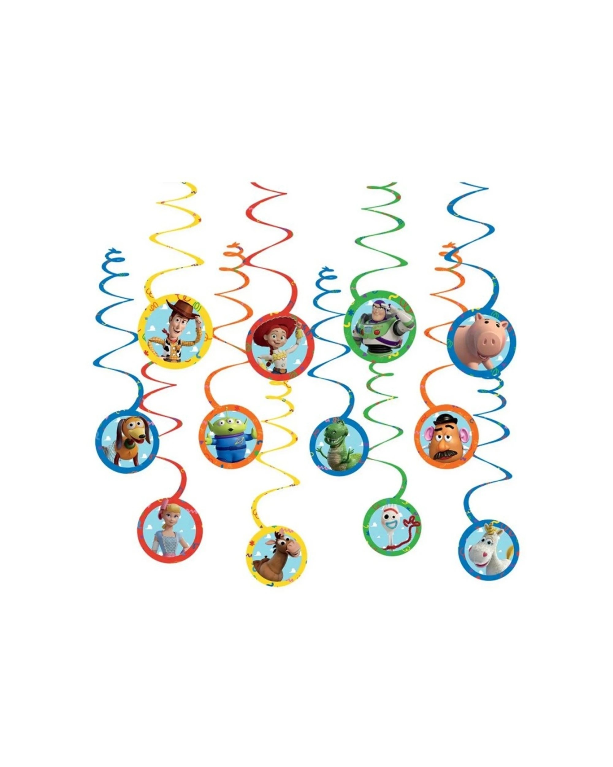 1 Anagram 12pc Toy Story Kids Birthday Party Paper Spiral Decorations - Multi, 1 of 1