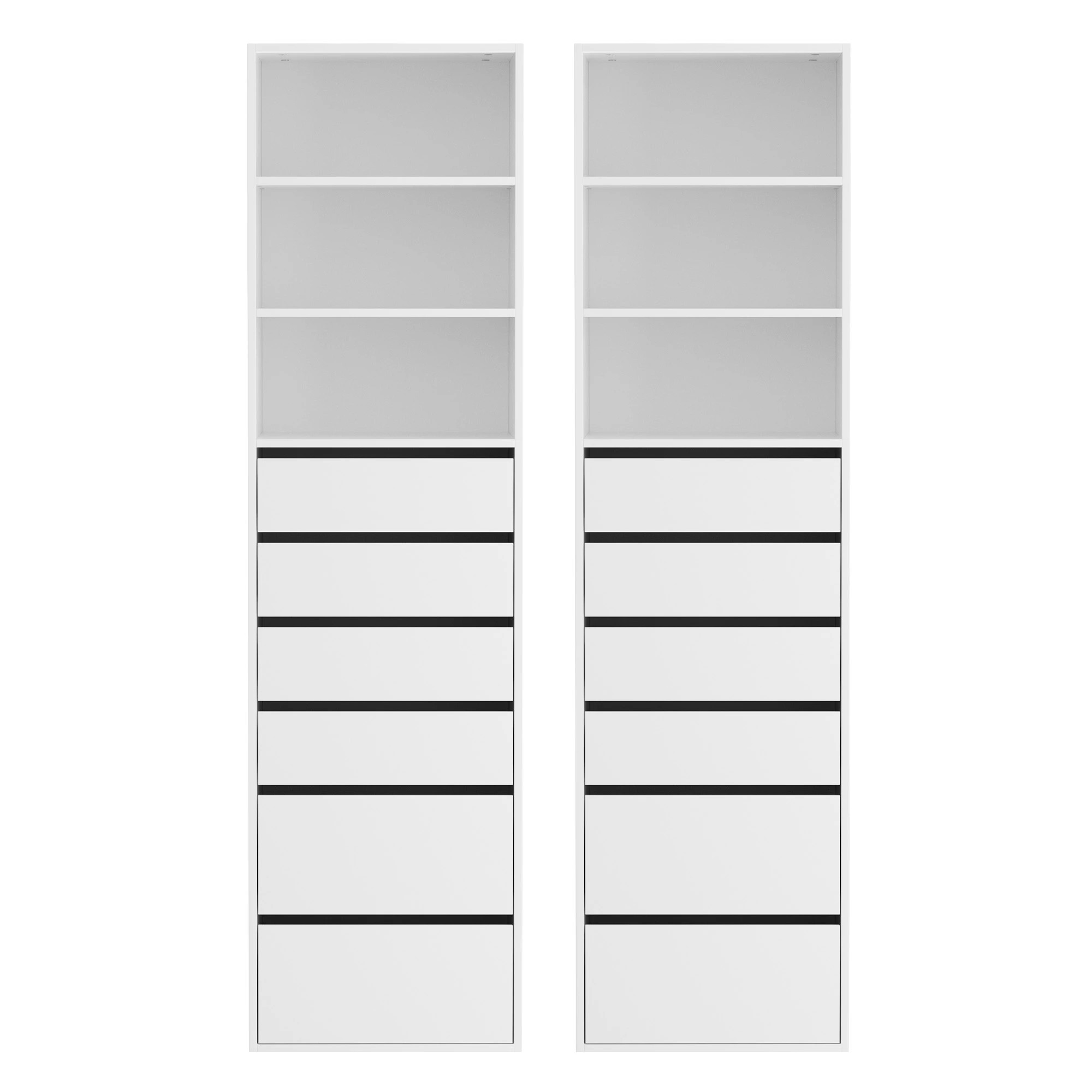 7 Artiss 2x Chest of 6 Drawers Tallboy Cabinet Adjustable Shelf - White, 7 of 7