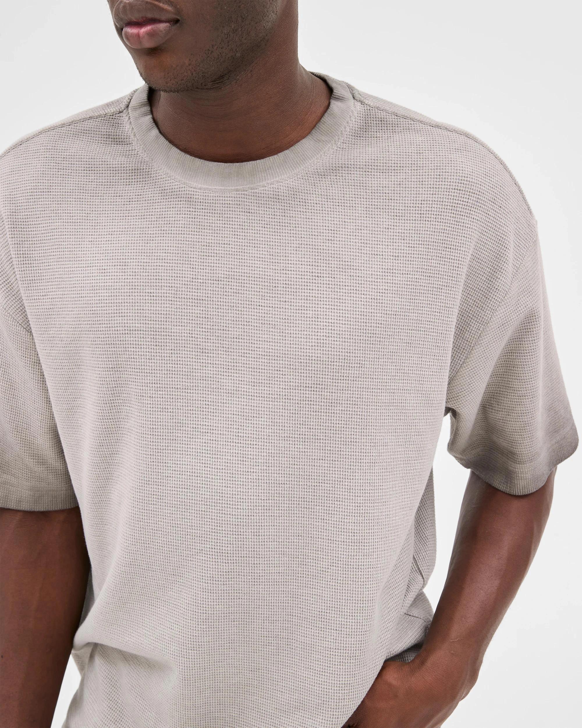 3 Australian Cotton Blend Waffle T-Shirt - Commons QUITE GREY, 3 of 5