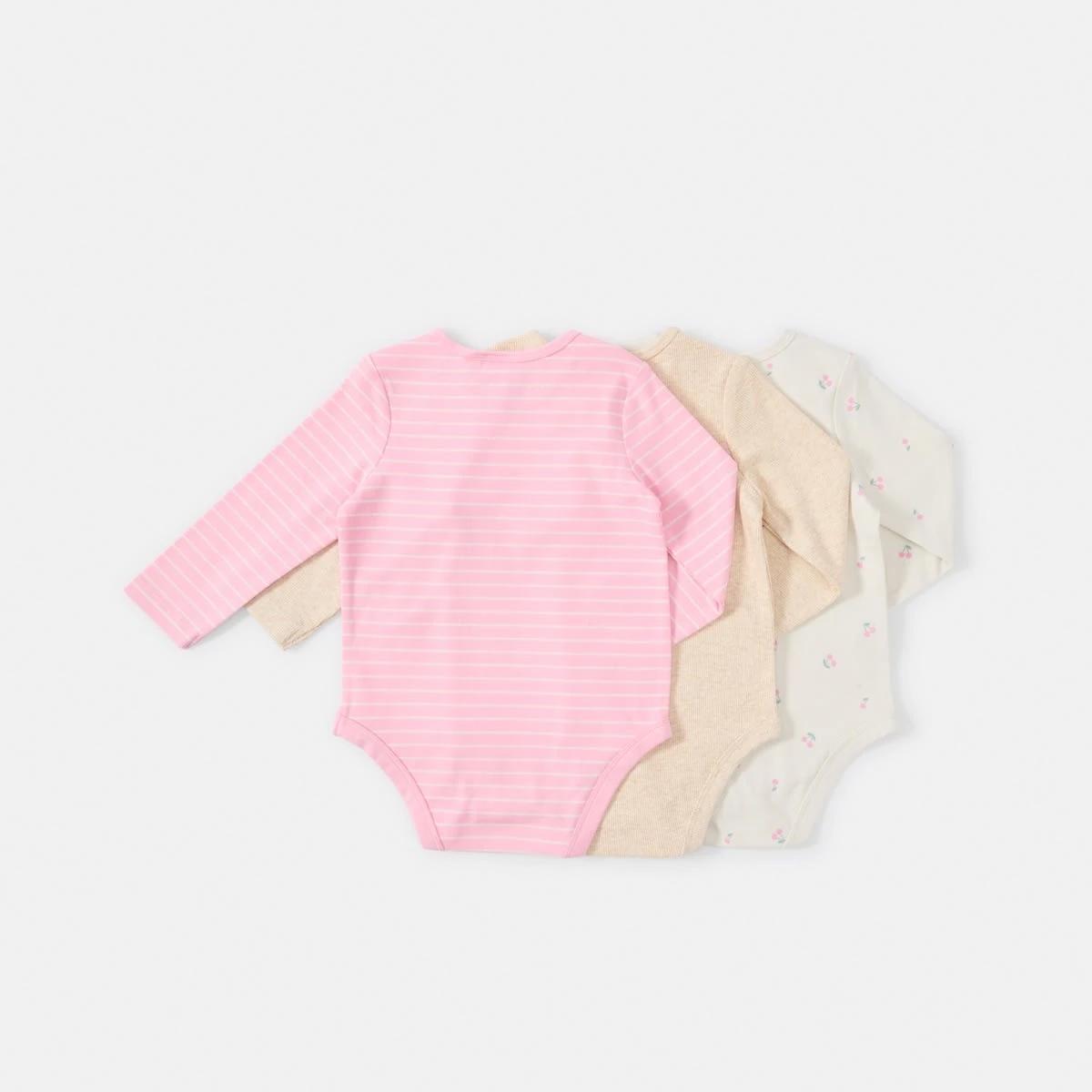 2 3 Pack Bodysuits Pnk Cherry, 2 of 8