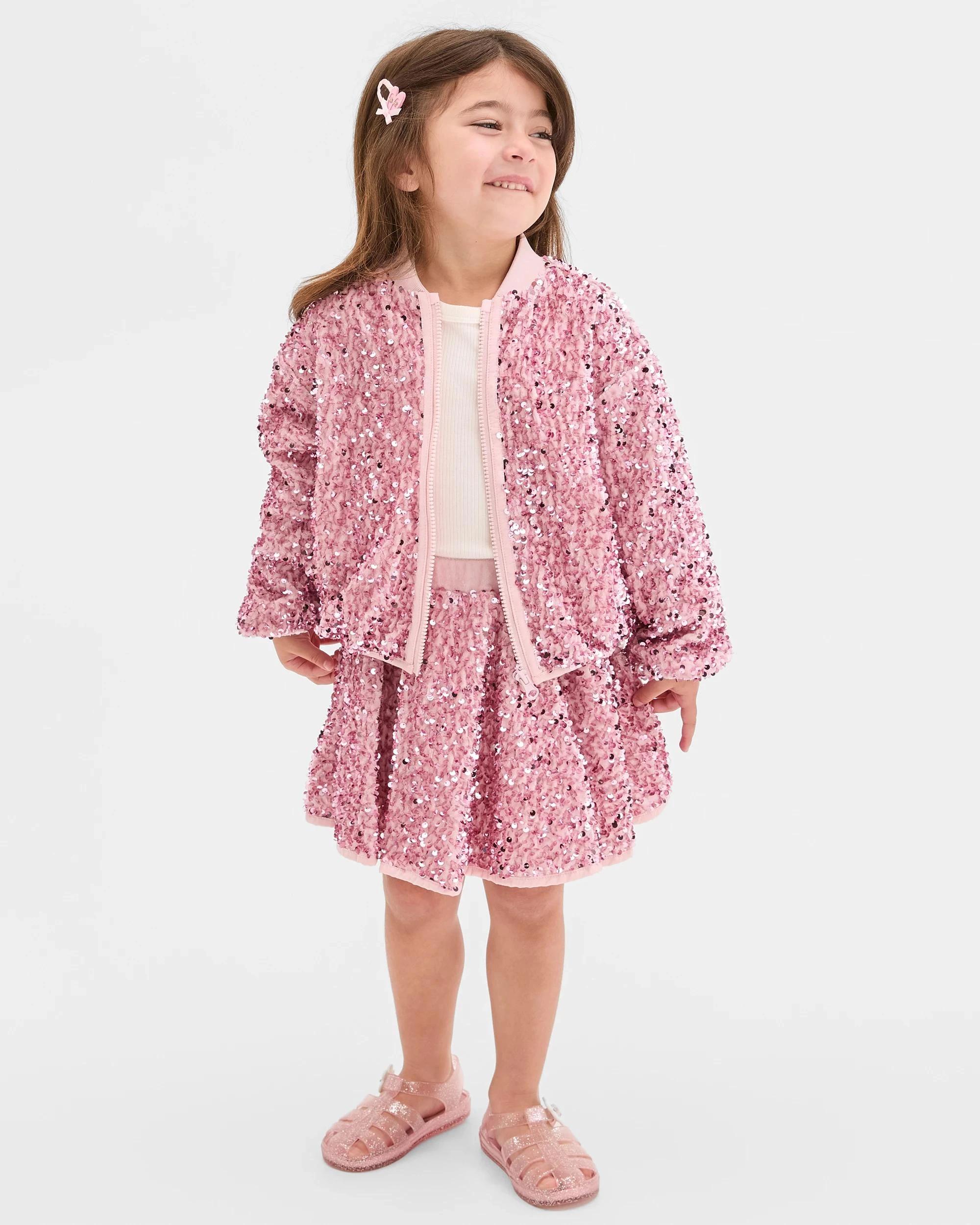 1 Target Kids Sequin Long Sleeve Bomber Jacket PINK, 1 of 10