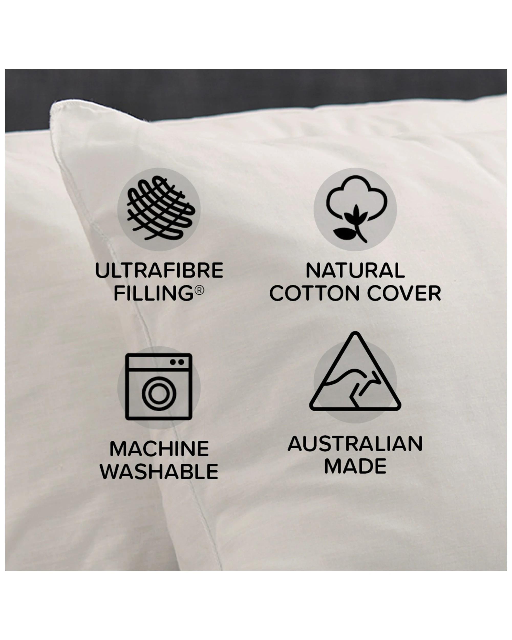 4 2pk Tontine Good Night Easy Wash Medium Sleeping Pillow Cushion Rectangle
 - White, 4 of 5