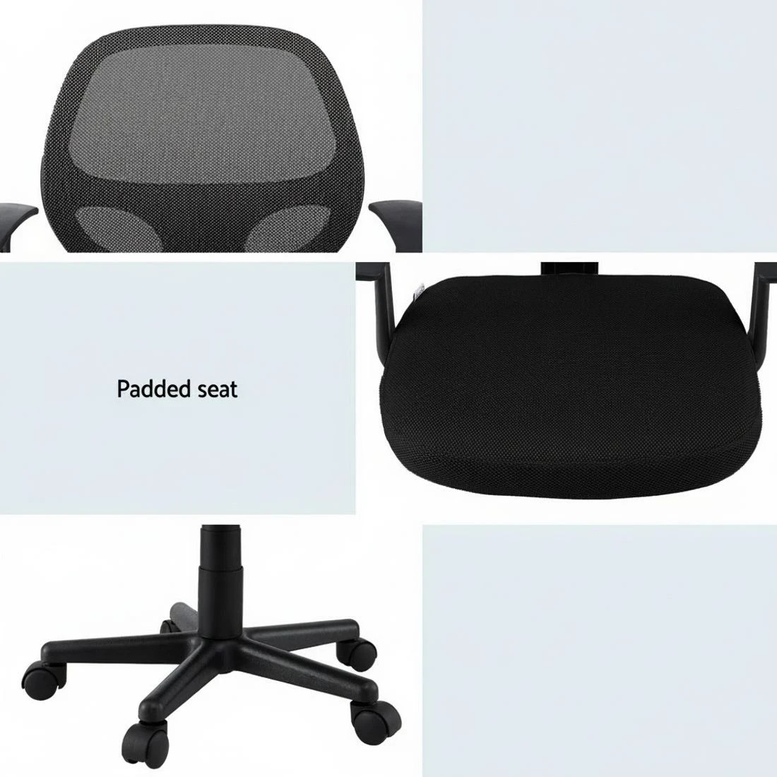 5 Artiss Mesh Office Chair Computer Gaming Desk Chairs Work Study Mid Back - Black, 5 of 5