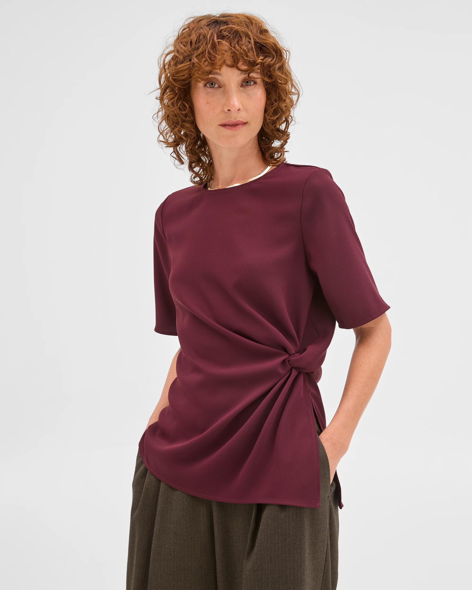 5 Preview Short Sleeve Knot Detail Blouse PINOT, 5 of 7