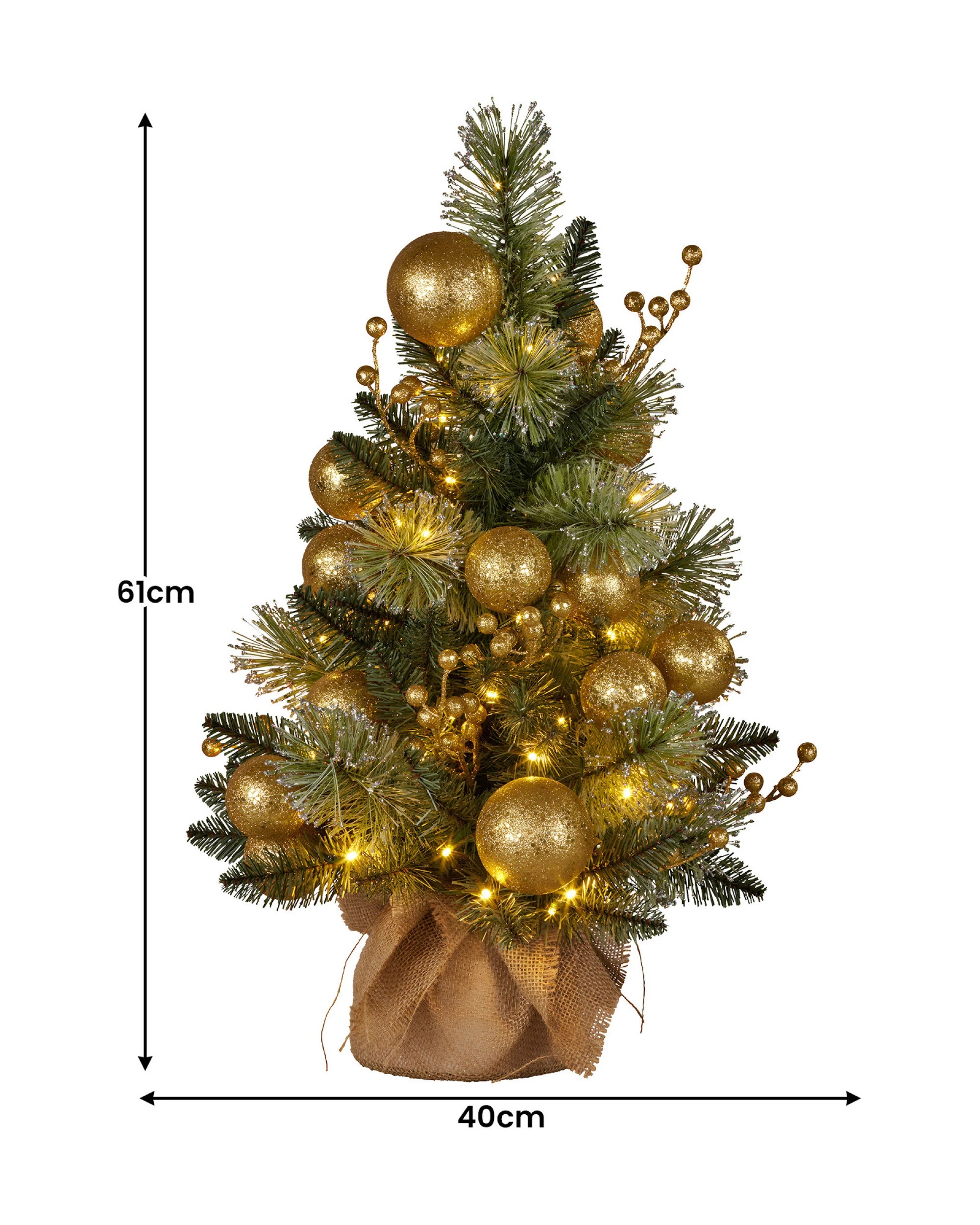 2 Christabelle 61cm Battery-operated Christmas Tree Warm Lights Led Table Top Gold, 2 of 7