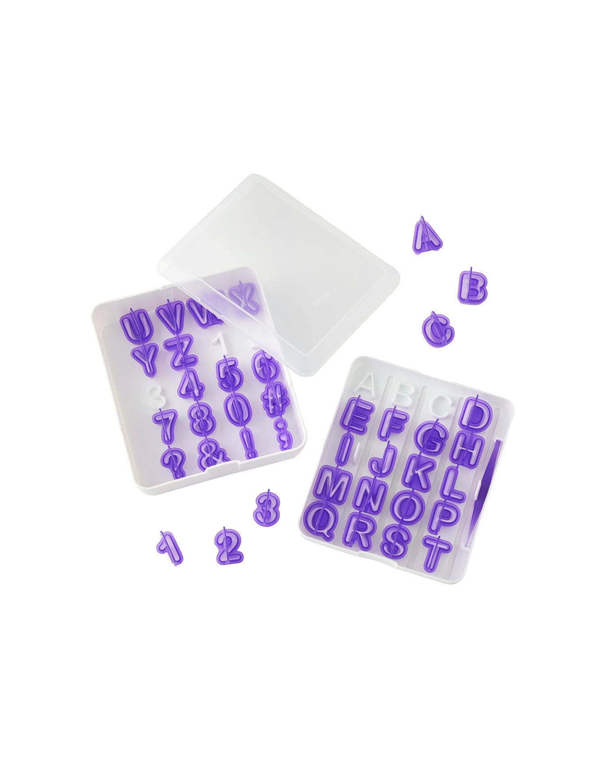 1 Wilton 42pc Alphabet And Number Cutouts Baking Mould With Storage Holder - Purple, 1 of 1