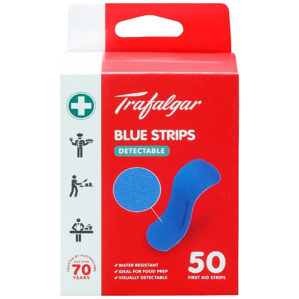 1 Trafalgar Food Safe Plastic Strips Blue 50 Pack, 1 of 2