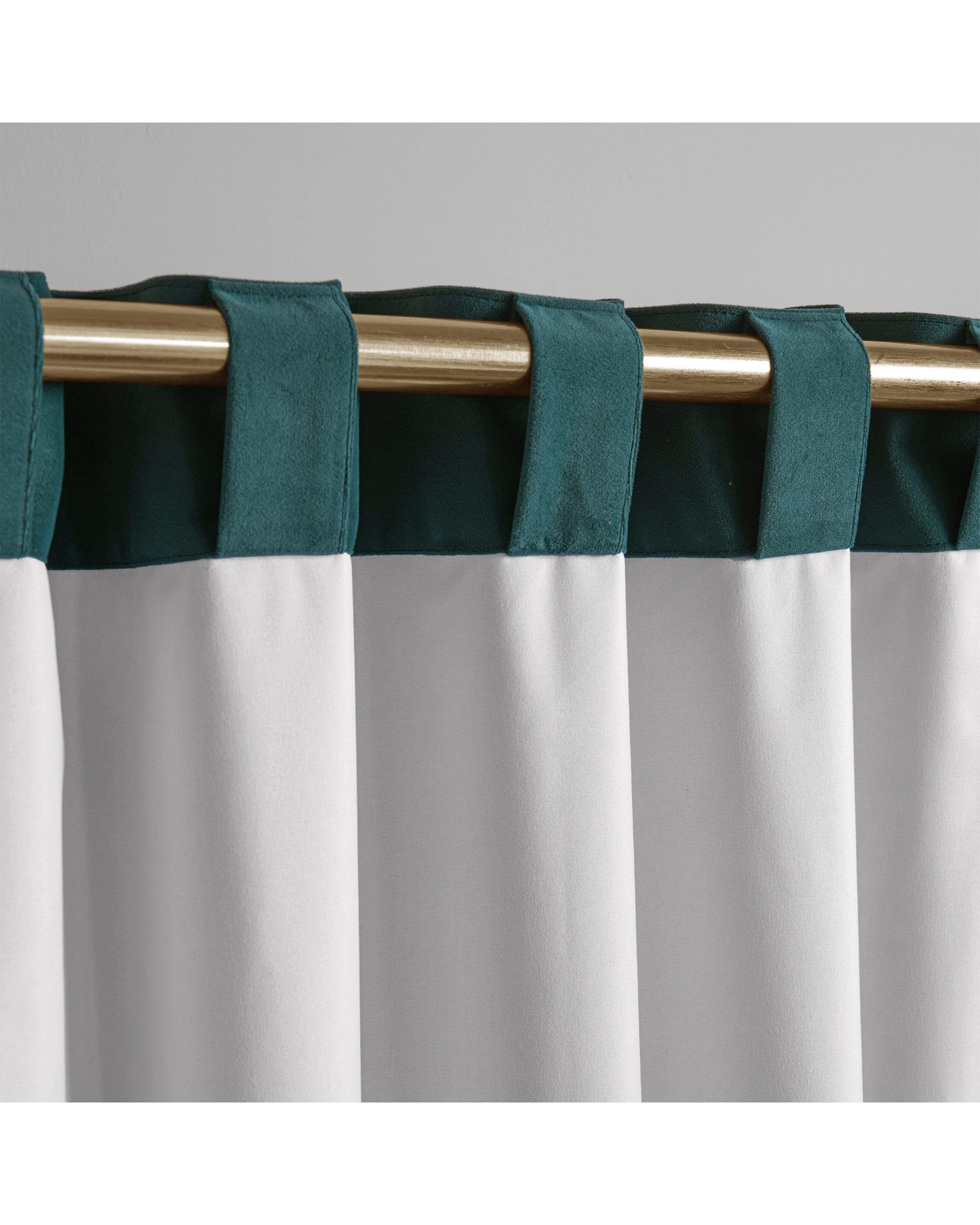 3 Cadence & Co. Byron Matte Velvet 100% Blockout Concealed Tab Top Curtain Twin Pack 225x223cm - Teal, 3 of 6