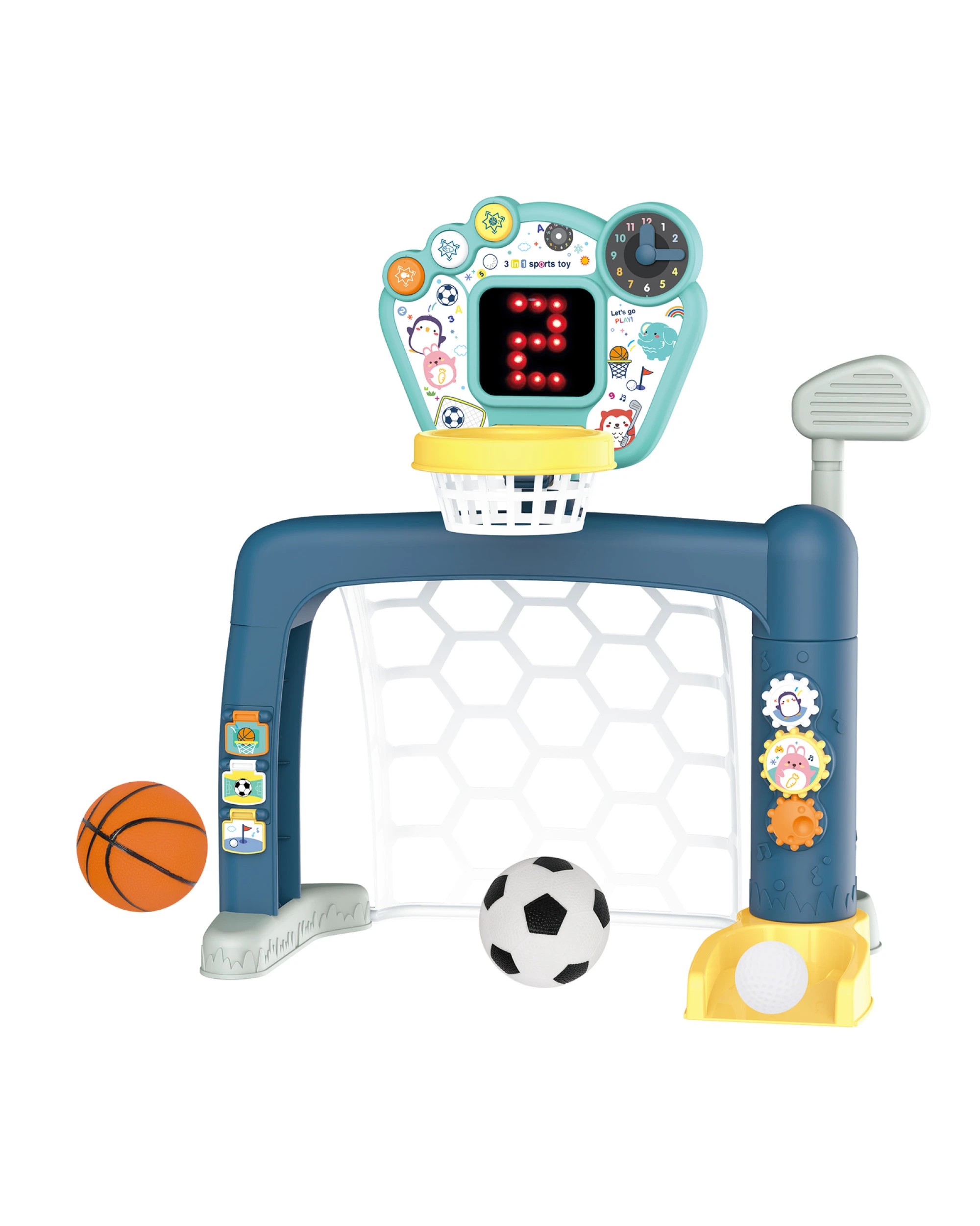 1 Gem Toys Sports World 3-in-1 Adjustable Indoor basketball, Soccer Goal, and Golf Set, 1 of 4