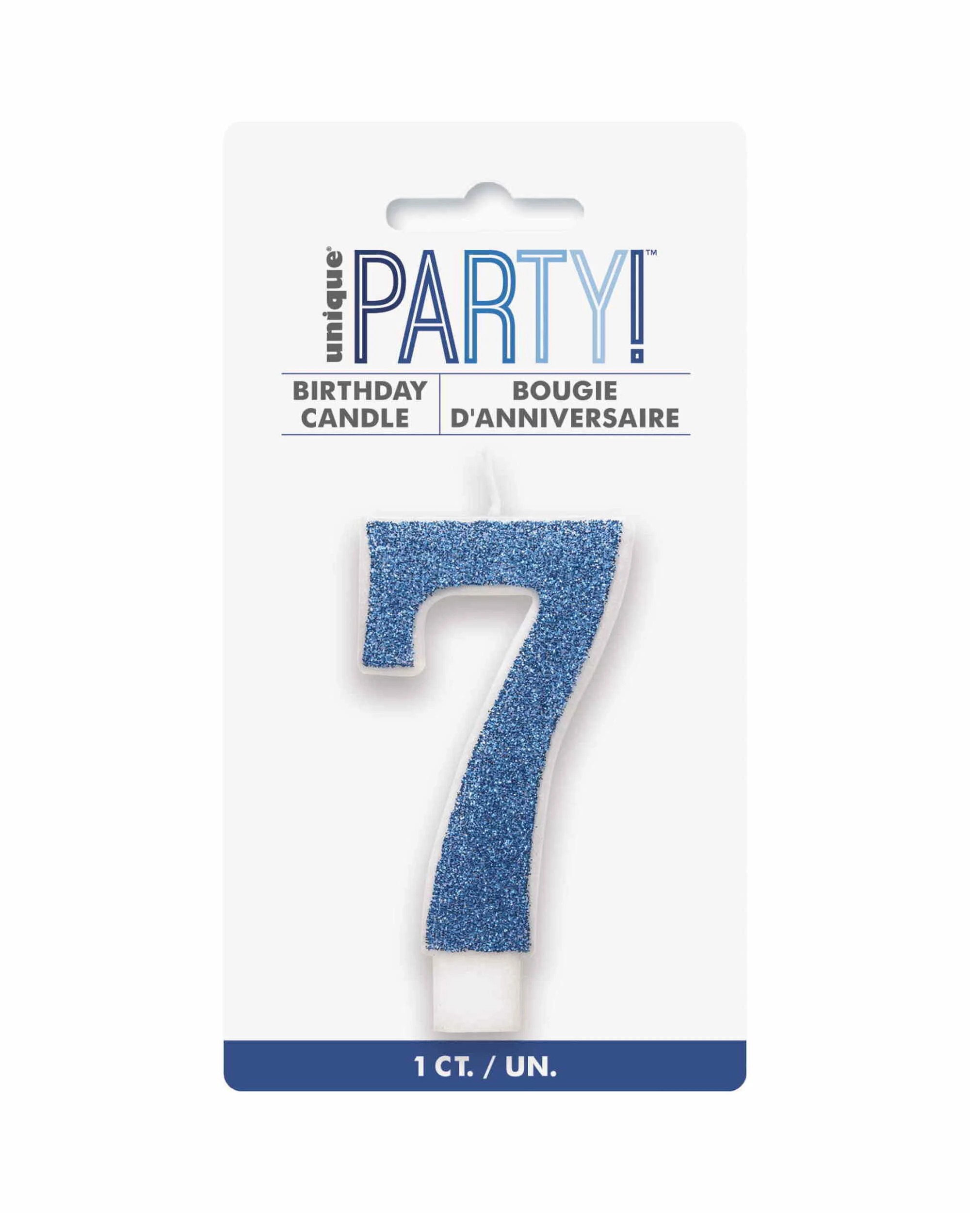1 Unique Glitter Accent Number 7 Candle - Blue, 1 of 1