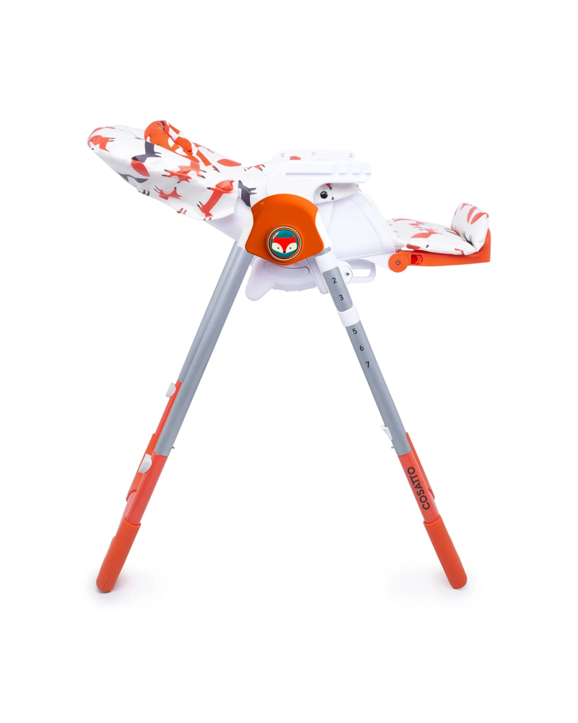 6 Cosatto Noodle 0+ Baby Feeding Highchair Mr Fox Reclining Seat Adjustable Height Easy Mr Fox - Orange, 6 of 7