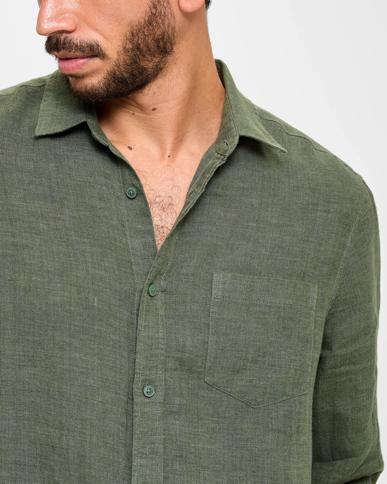 5 Target Man European Linen Men's Long-sleeve Shirt — Lightweight, Regular Fit KHAKI, 5 of 5