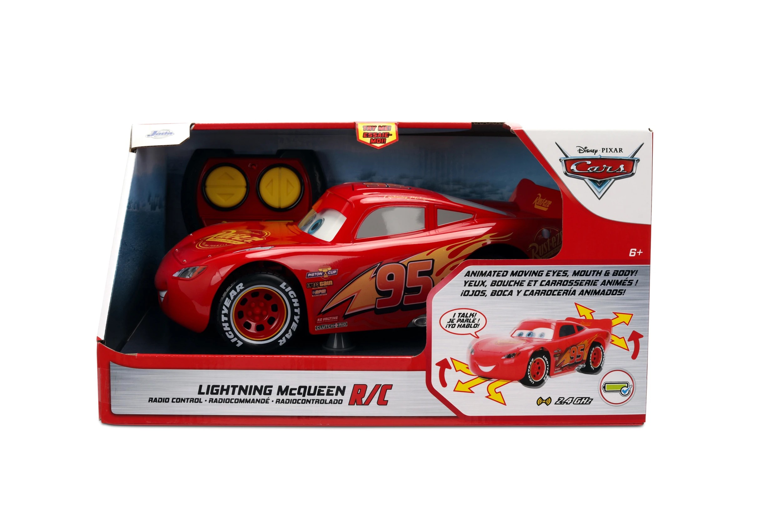 1 Disney Pixar Cars Lightning Mcqueen 1:18 Animated RC - Red, 1 of 4
