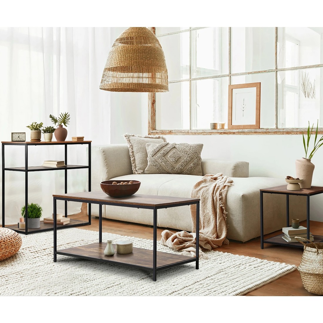 5 Oikiture Hall Console Table Metal Hallway Desk Entry Display Wooden Furniture
 - Multi, 5 of 10