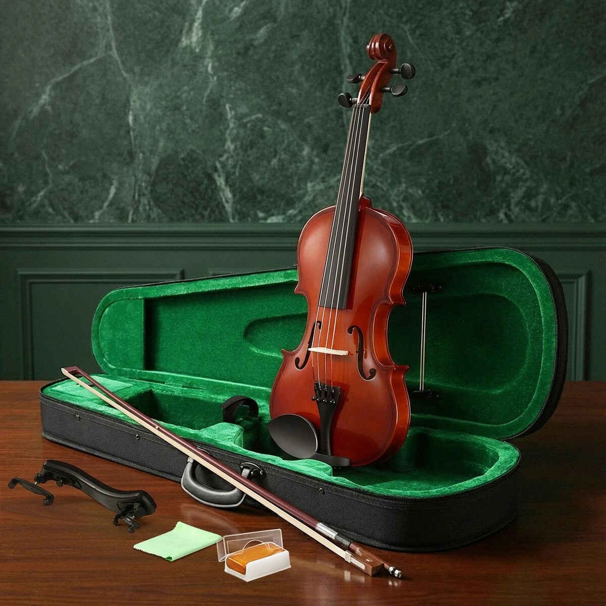 2 AUSWAY 4/4 Full Size Violin Set Acoustic Wooden Natural Music Instrument Beginners, 2 of 6