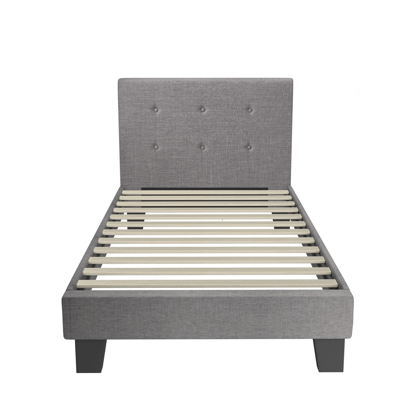7 Oikiture Bed Frame Single Size Bed Platform Wooden Fabric - Grey, 7 of 8