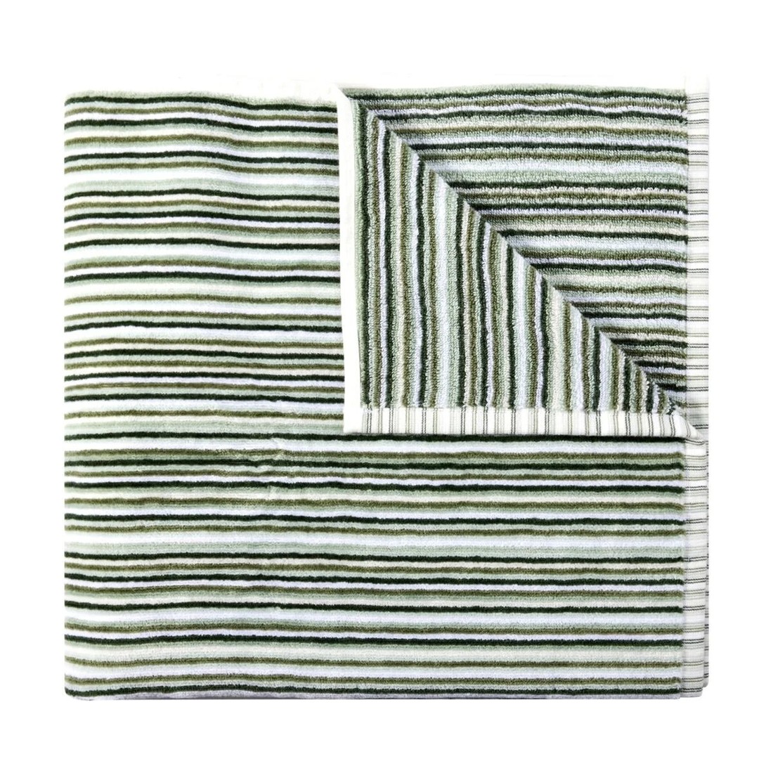1 Mini Stripe Cotton Reversible Bath Towel - Green, 1 of 5