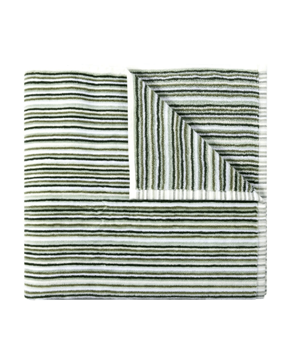 Mini Stripe Cotton Reversible Bath Towel - Green