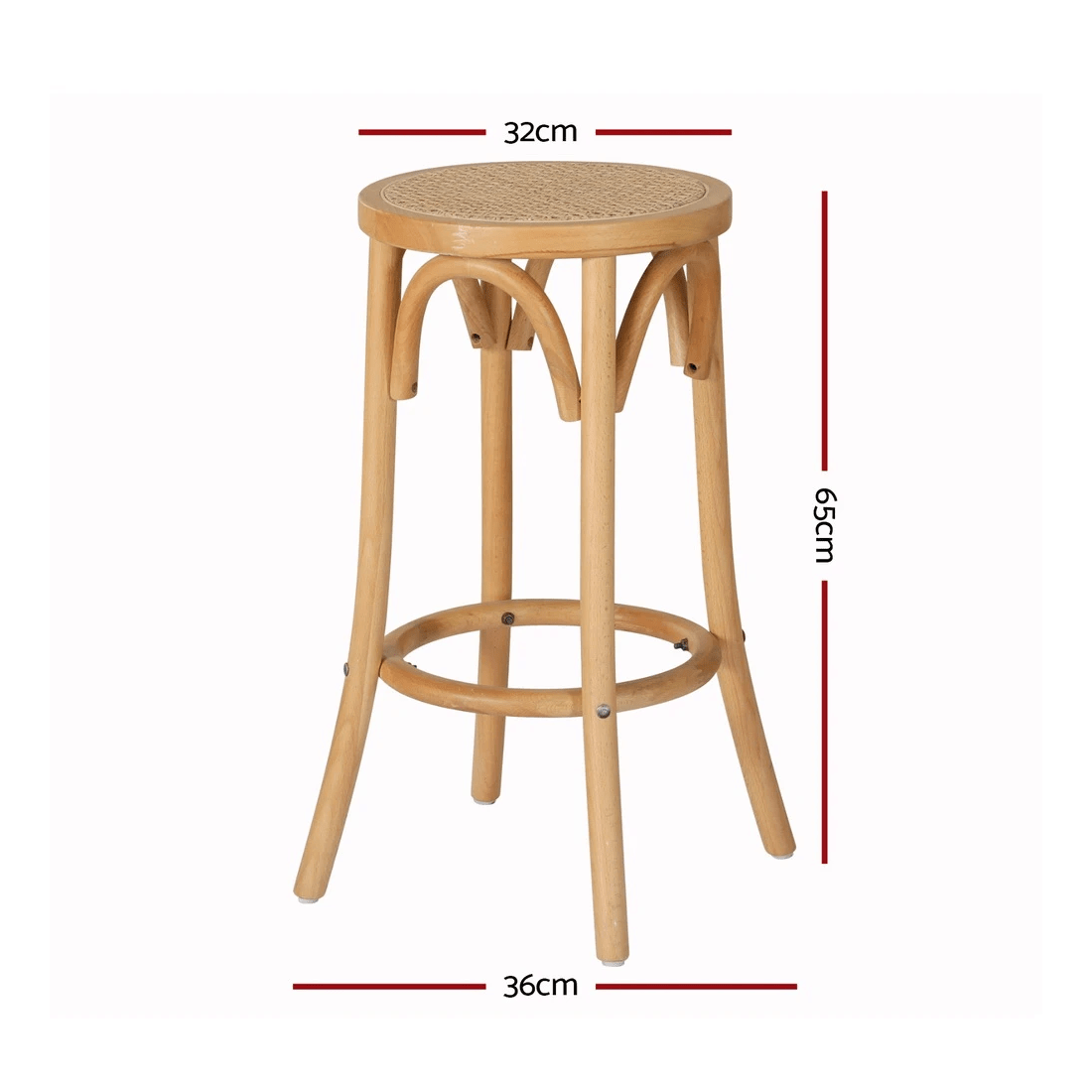 2 Artiss 4x Bar Stoosl Rattan Seat Wooden - Brown, 2 of 6