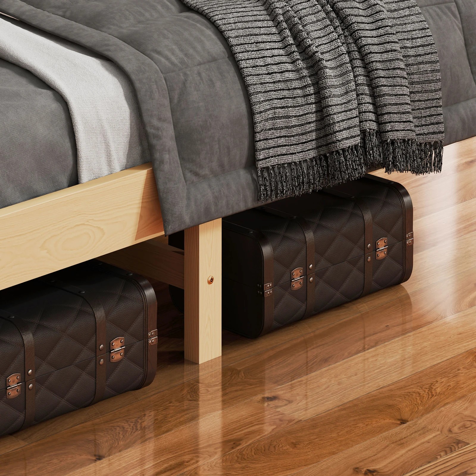 9 Alfordson Bed Frame Wooden King Size Timber Base Foundation Caelus - Natural, 9 of 10