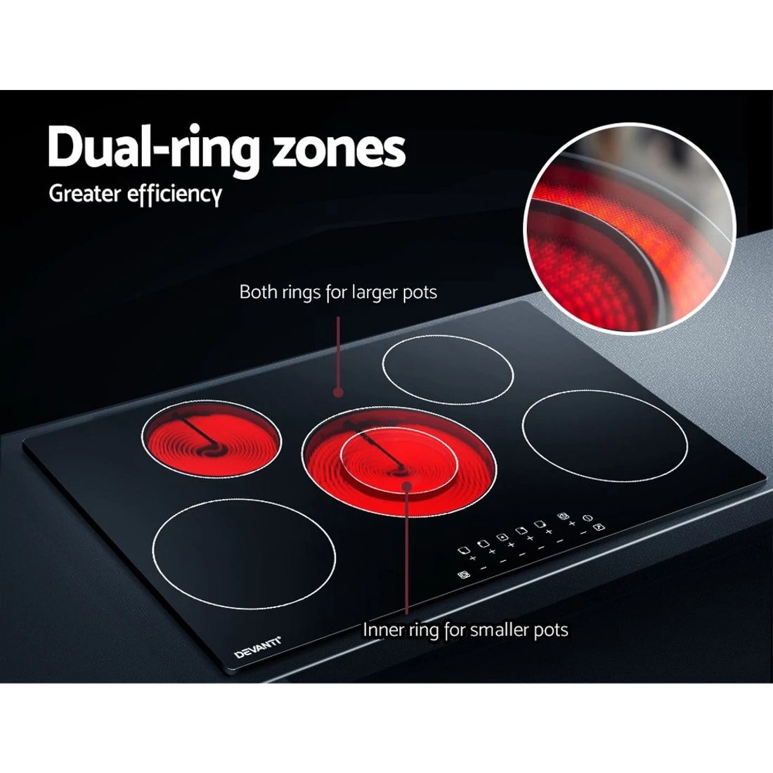 5 Devanti Electric Ceramic Cooktop 90cm - Black, 5 of 7