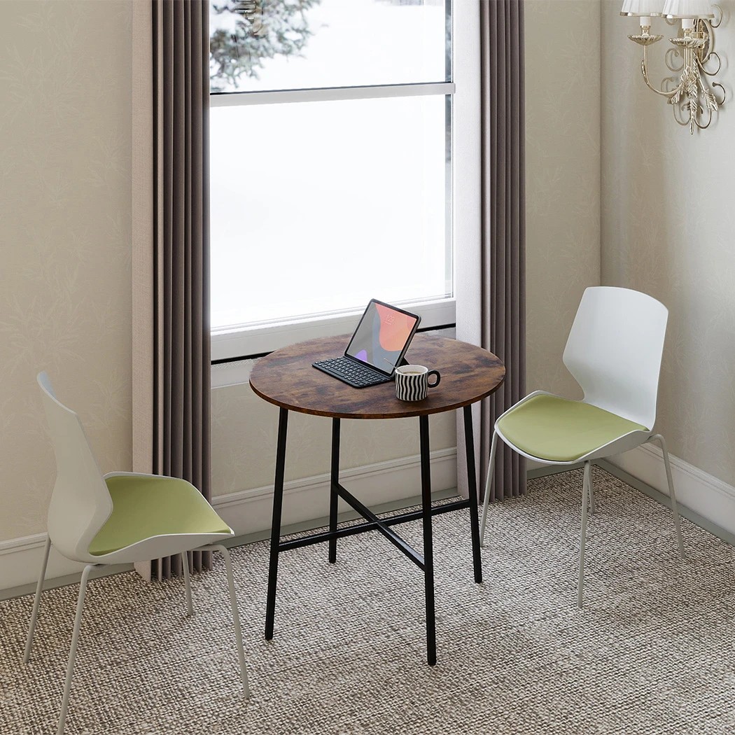 6 Levede Dining Table, Round,Rustic Brown and Black 80Dx76H, 6 of 7