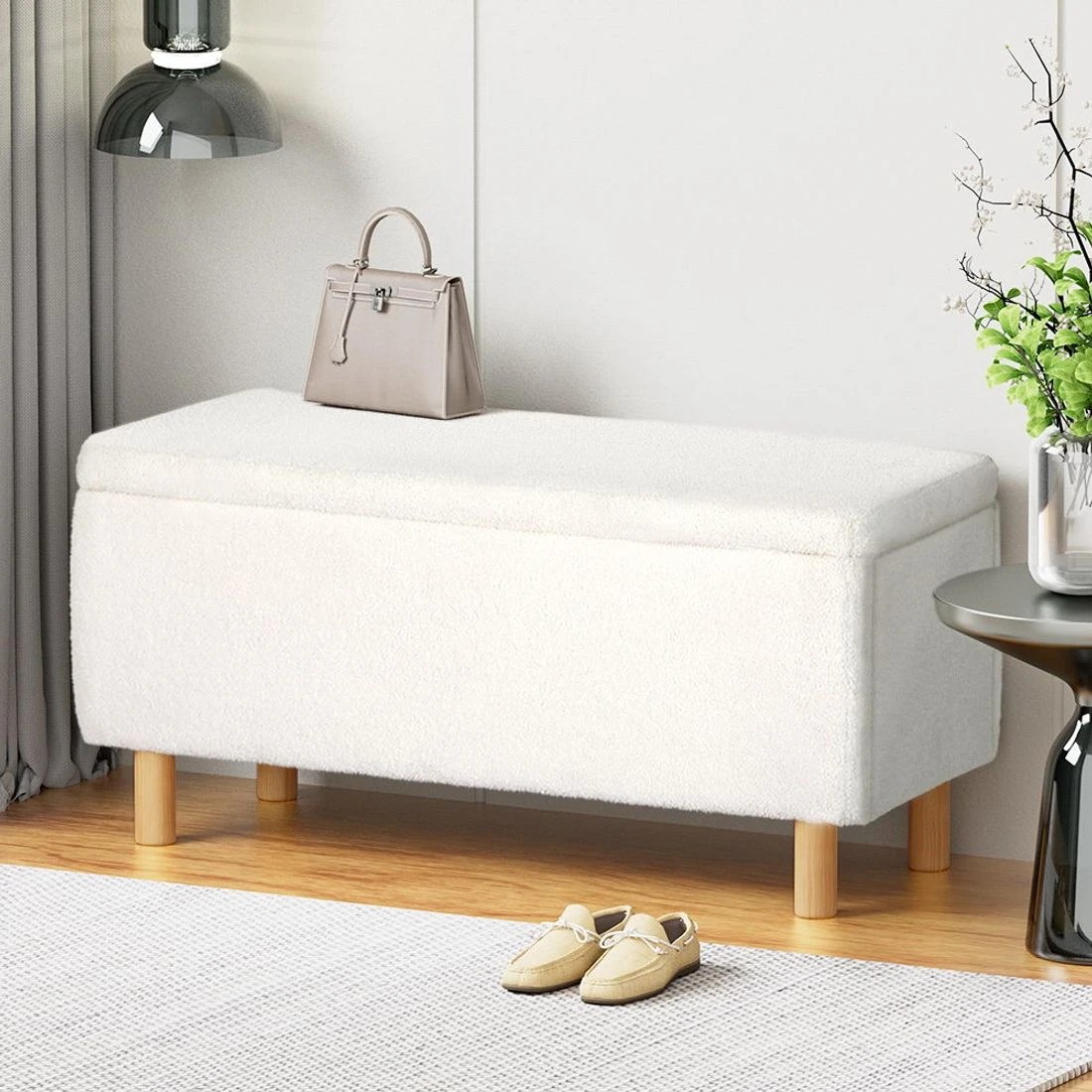 3 Artiss Storage Ottoman Blanket Box 99cm - White, 3 of 6