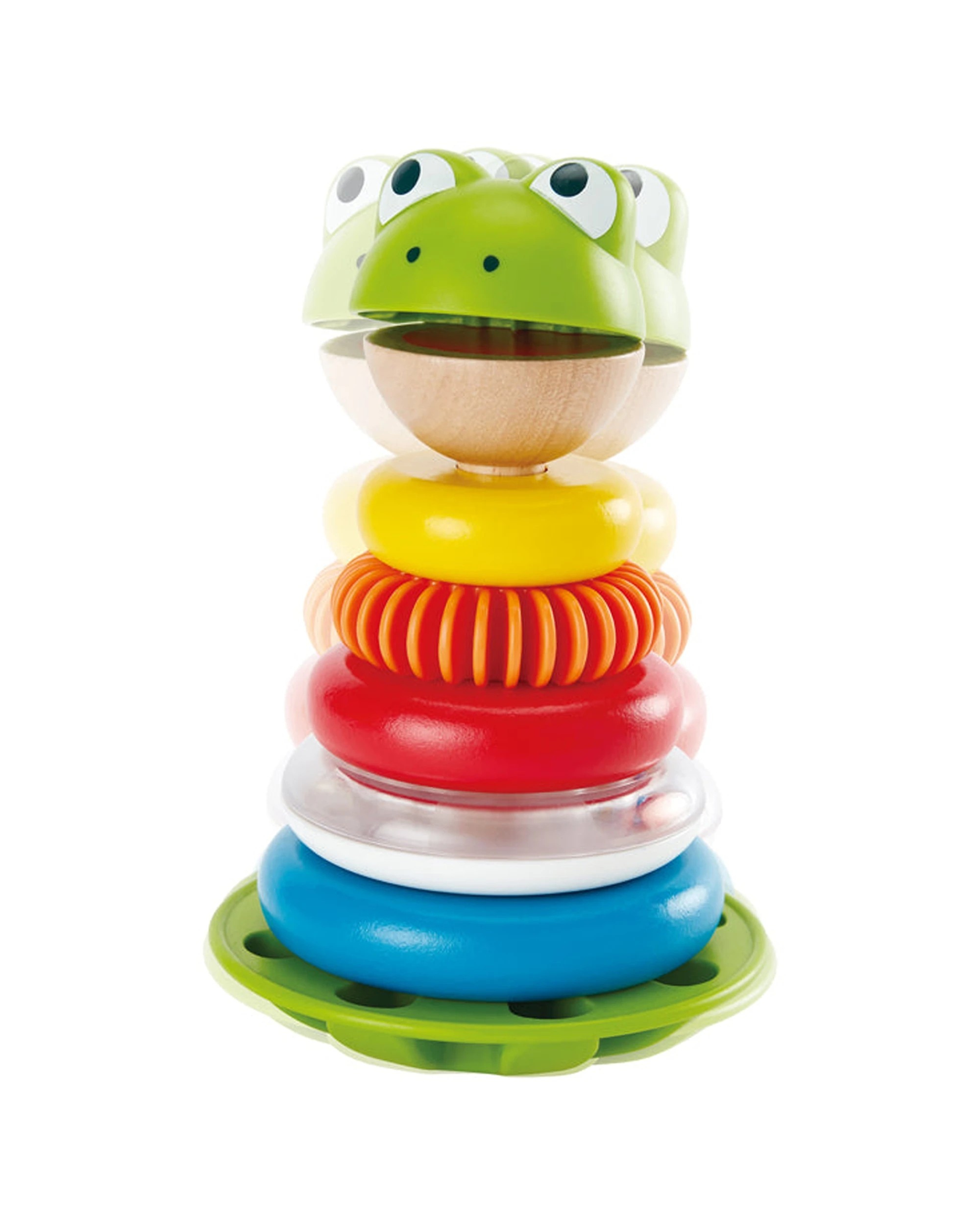 1 Hape Mr. Frog Stacking Rings Kids Interactive Play Toy With Rattle Clapper Textures - Multi, 1 of 3