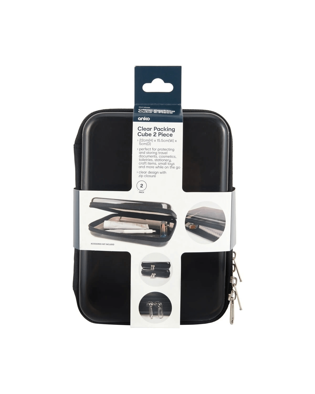 6 2 Pack Clear Packing Cubes - Black, 6 of 8