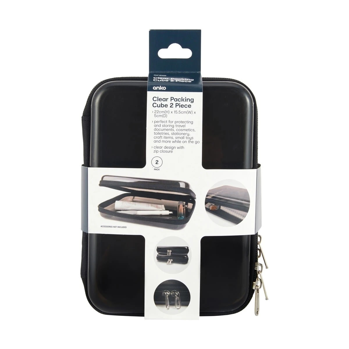 6 2 Pack Clear Packing Cubes - Black, 6 of 8