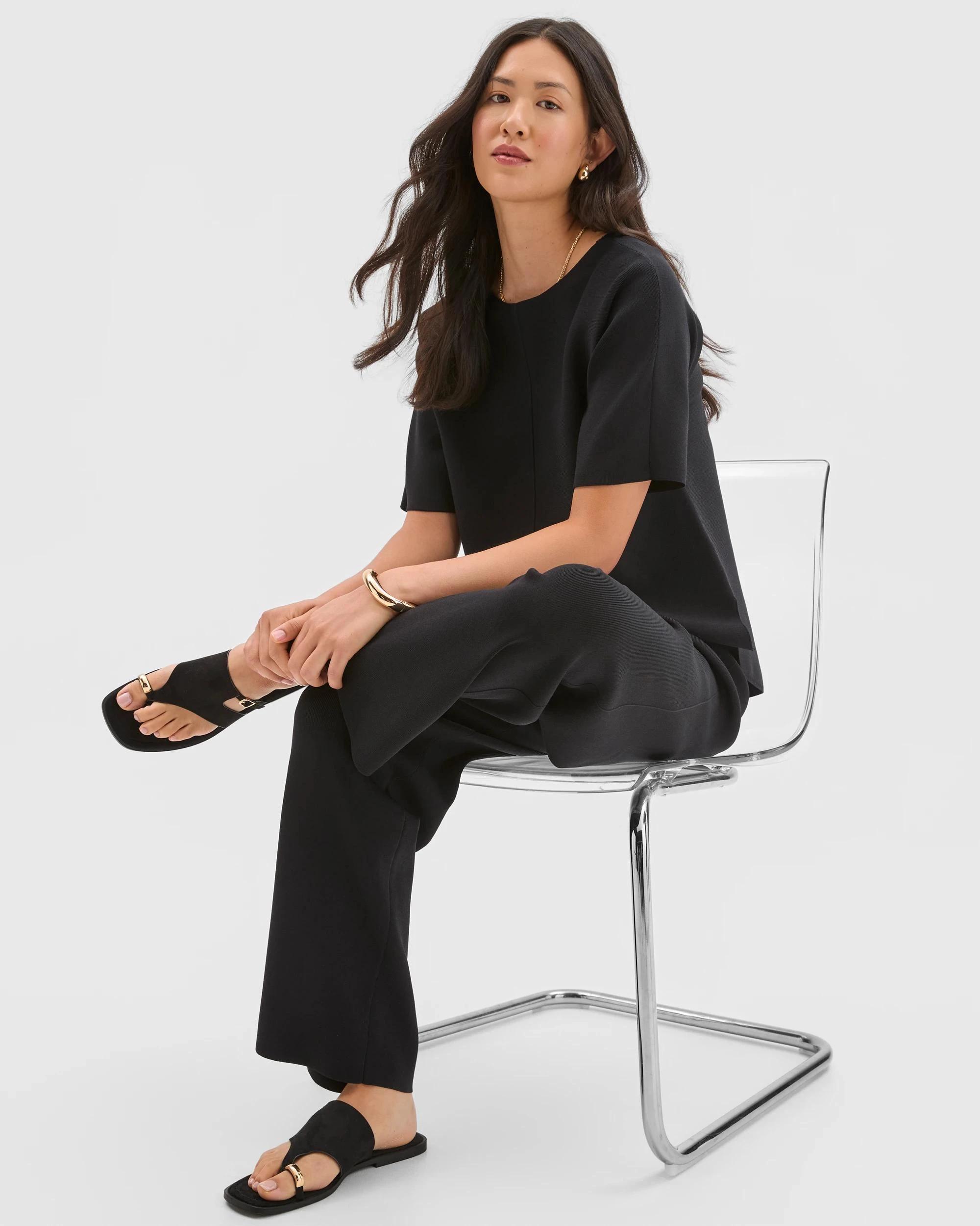 6 Preview Crepe Knit Straight Leg Pants BLACK, 6 of 6