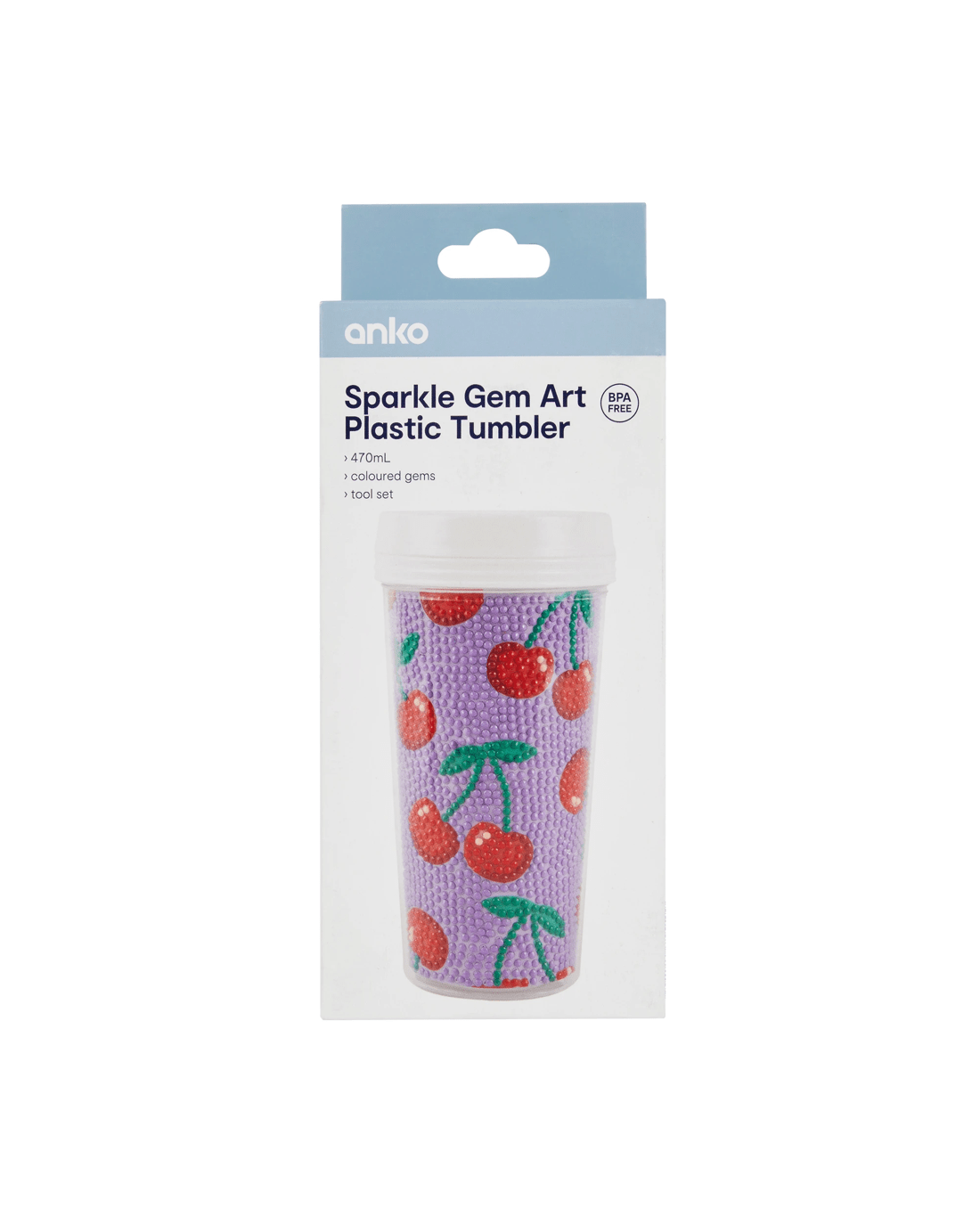1 Sparkle Gem Art Plastic Tumbler - Cherry, 1 of 3