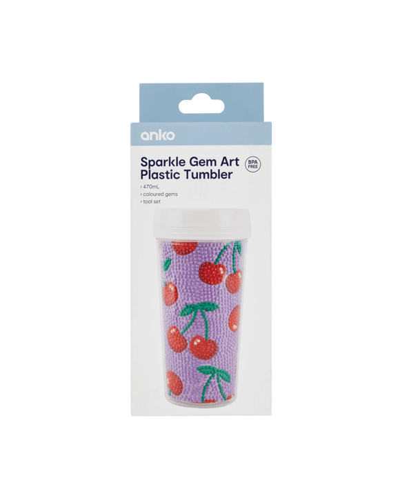 Sparkle Gem Art Plastic Tumbler - Cherry