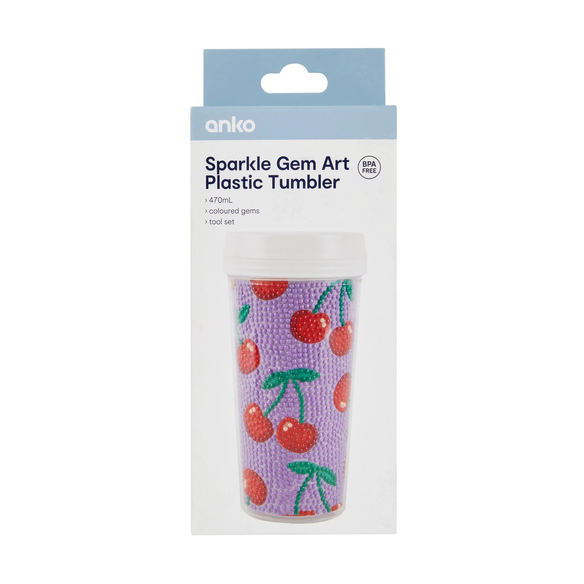 1 Sparkle Gem Art Plastic Tumbler - Cherry, 1 of 3