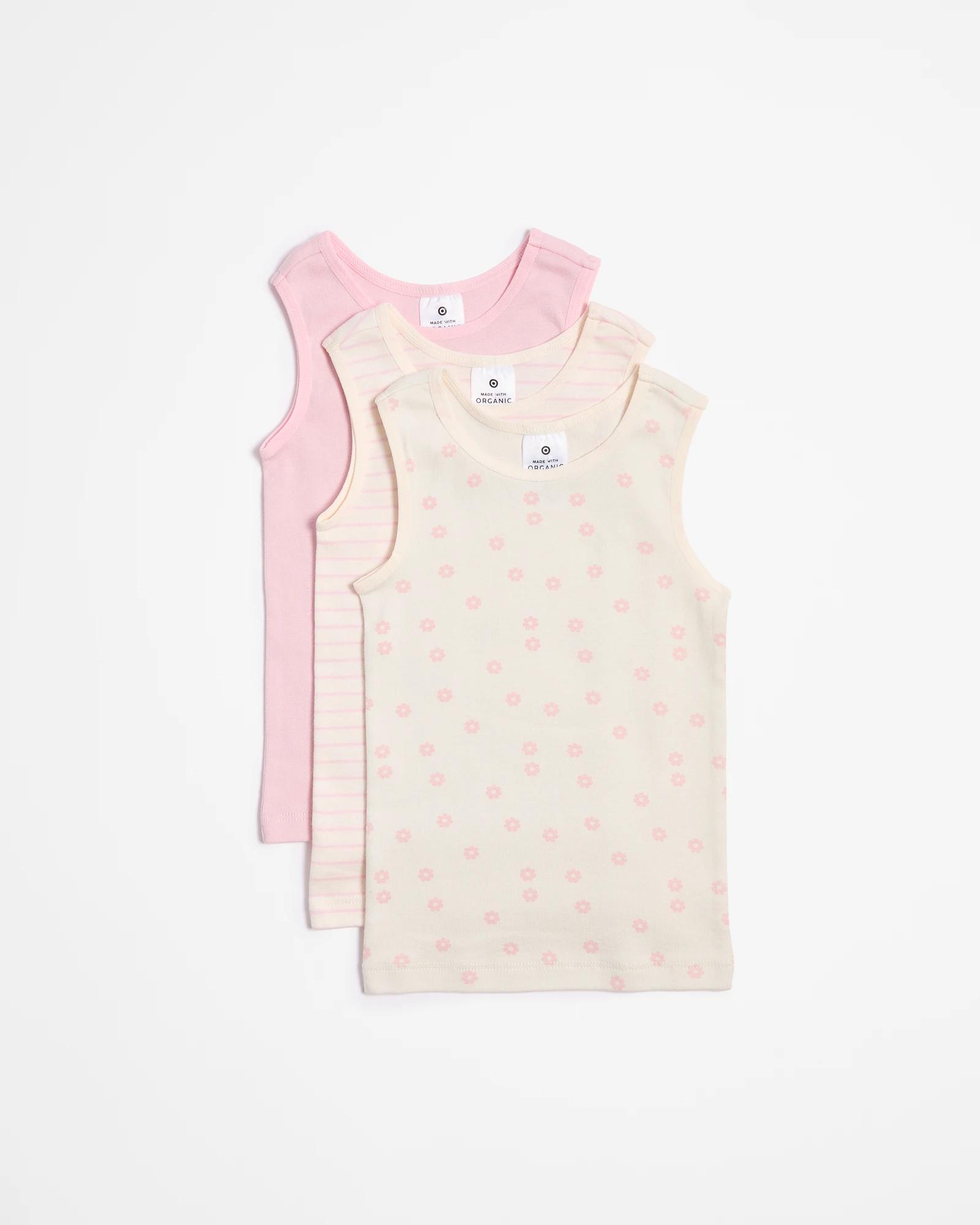 1 Target Baby Organic Cotton Vests 3 Pack FLOWERS, 1 of 2