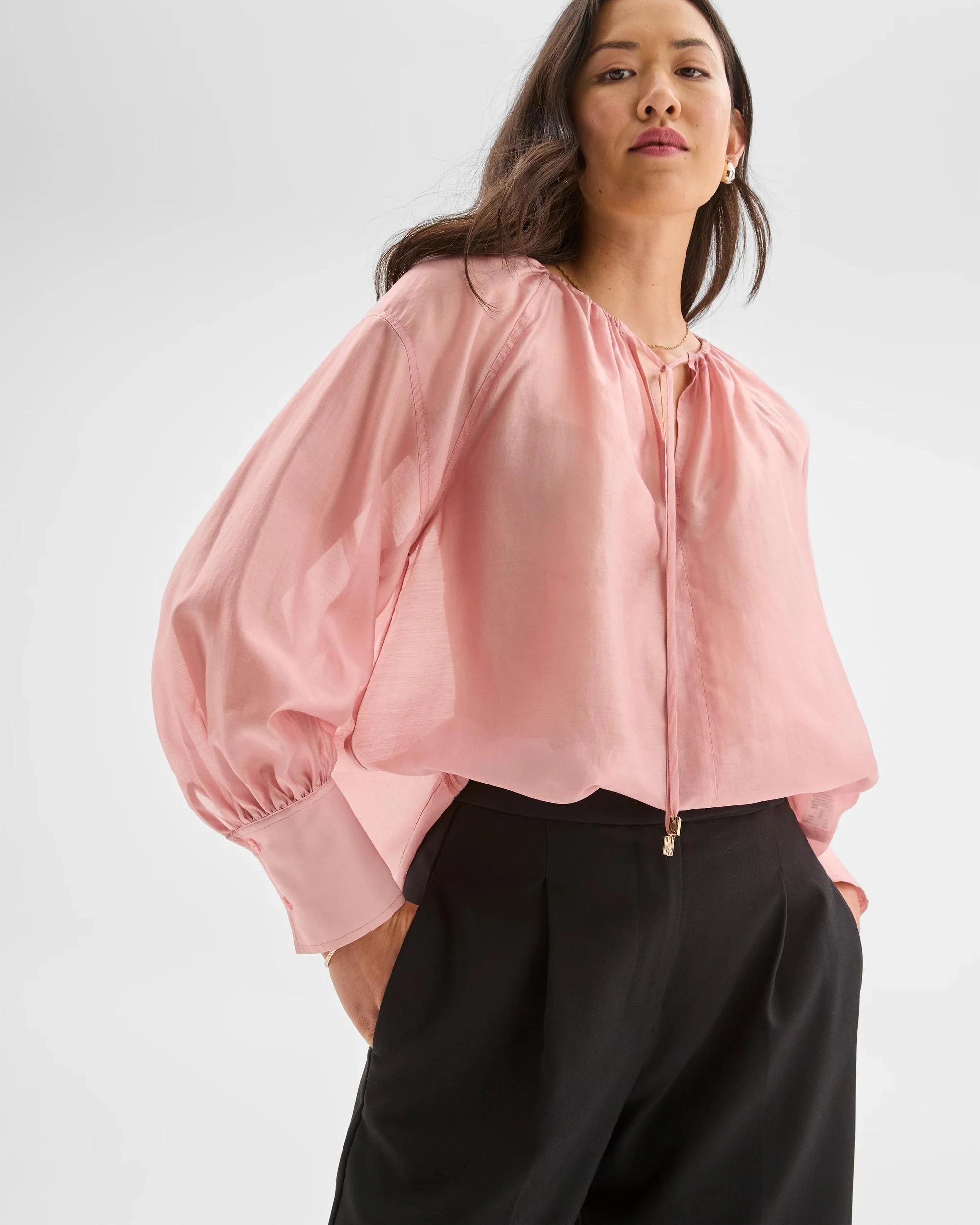 2 Preview Long Sleeve Blouson Blouse BLUSH PINK, 2 of 8