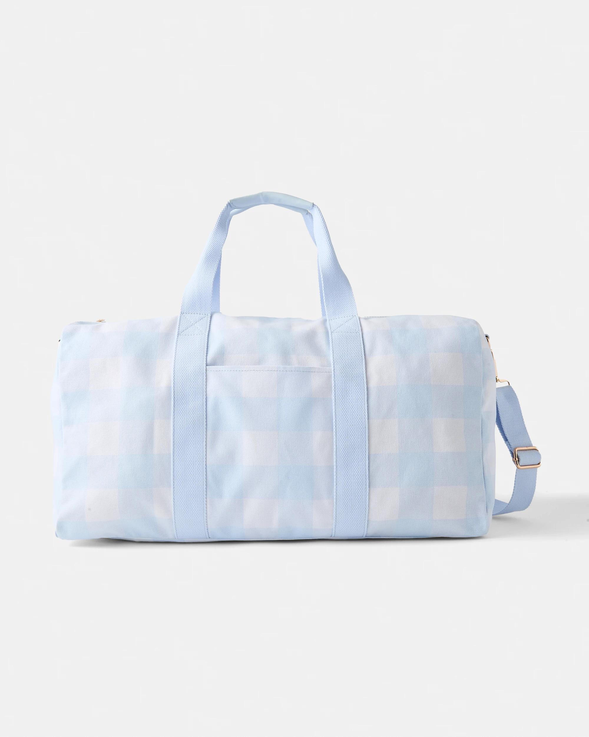 1 Canvas Weekender Bag Blue Ging, 1 of 5