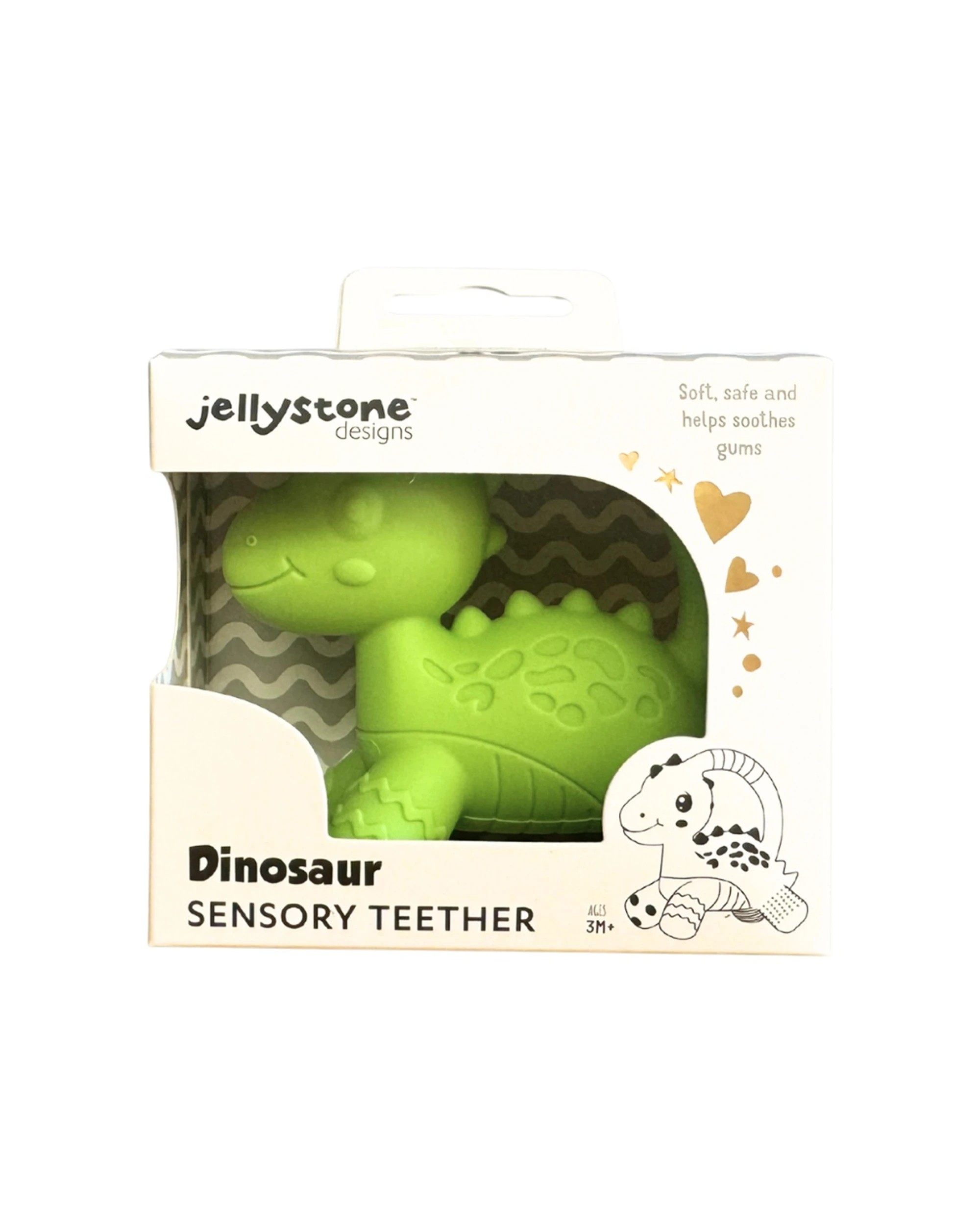 3 Jellystone Designs Dino Teether 3D Silicone Durable Lightweight Baby Teething Toy - Green, 3 of 3