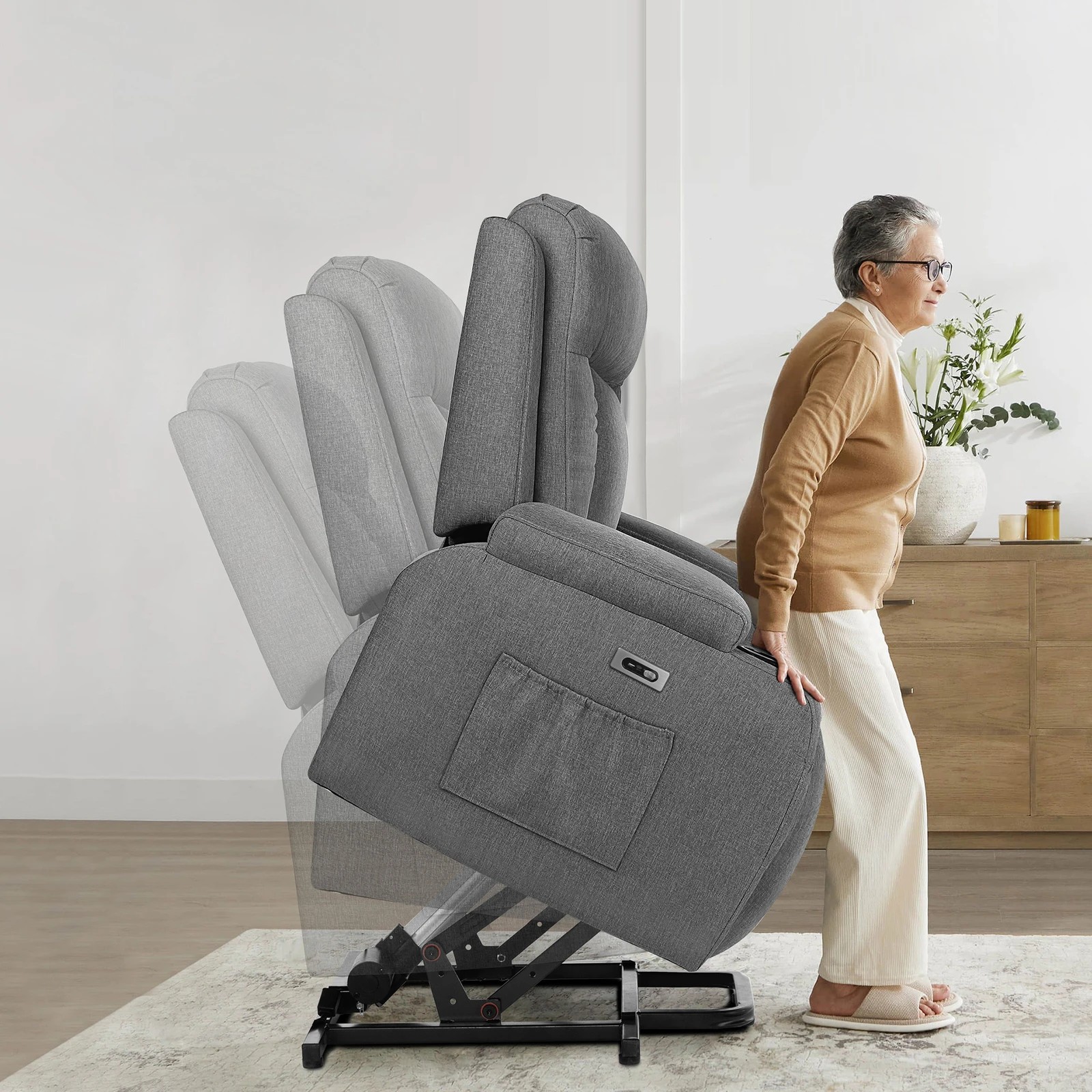 4 Alfordson Recliner Chair Electric Lift Heated Massage Armchair Lounge Sofa - Grey, 4 of 8