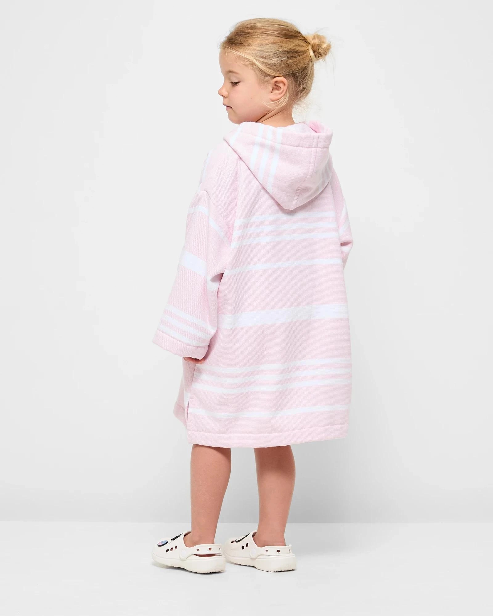 3 Target Henley Kids  Zip Thru Hooded Towel - Pink, 3 of 6