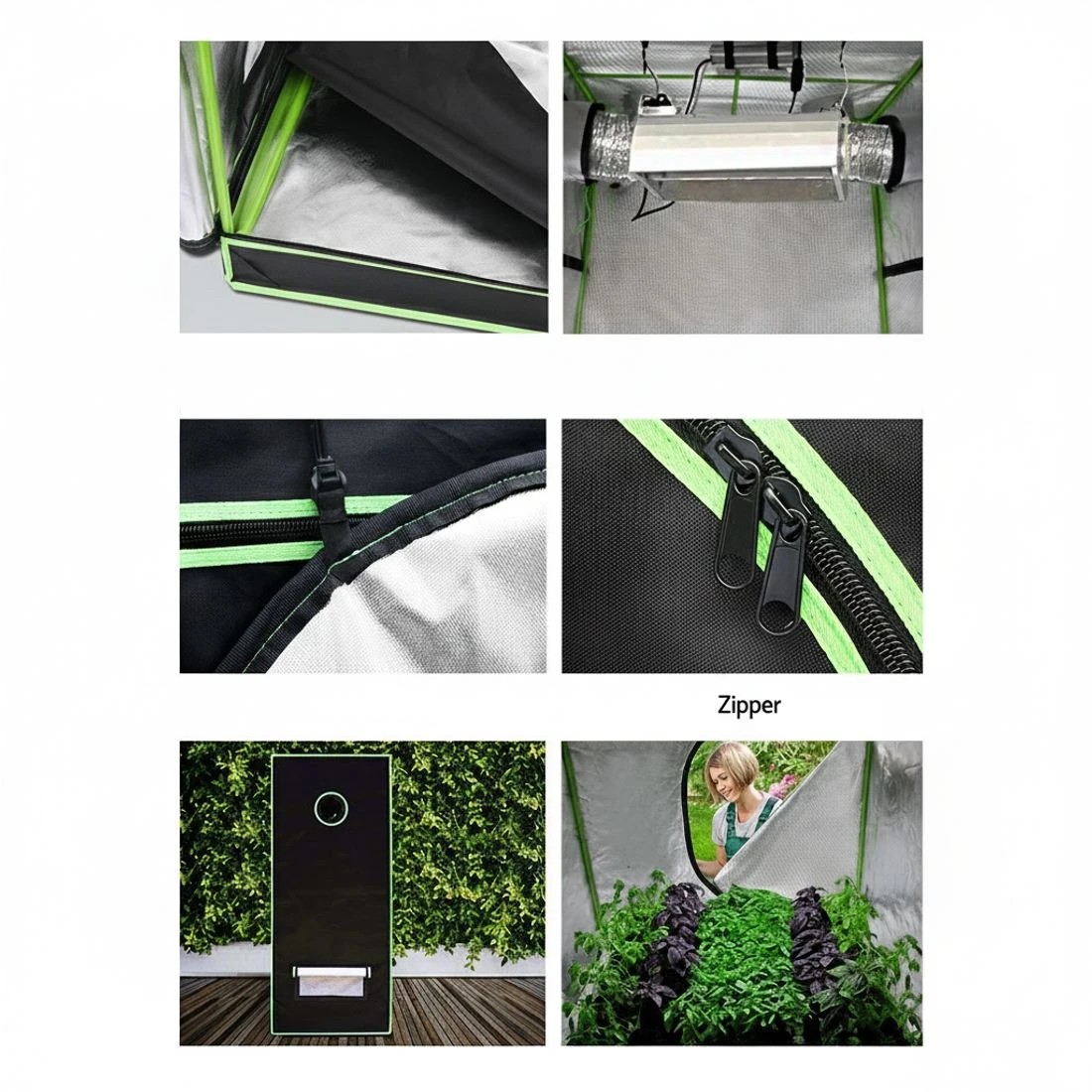3 Green Fingers Grow Tent 100x100x200CM Hydroponics Kit Indoor Plant Room System - Black, 3 of 7