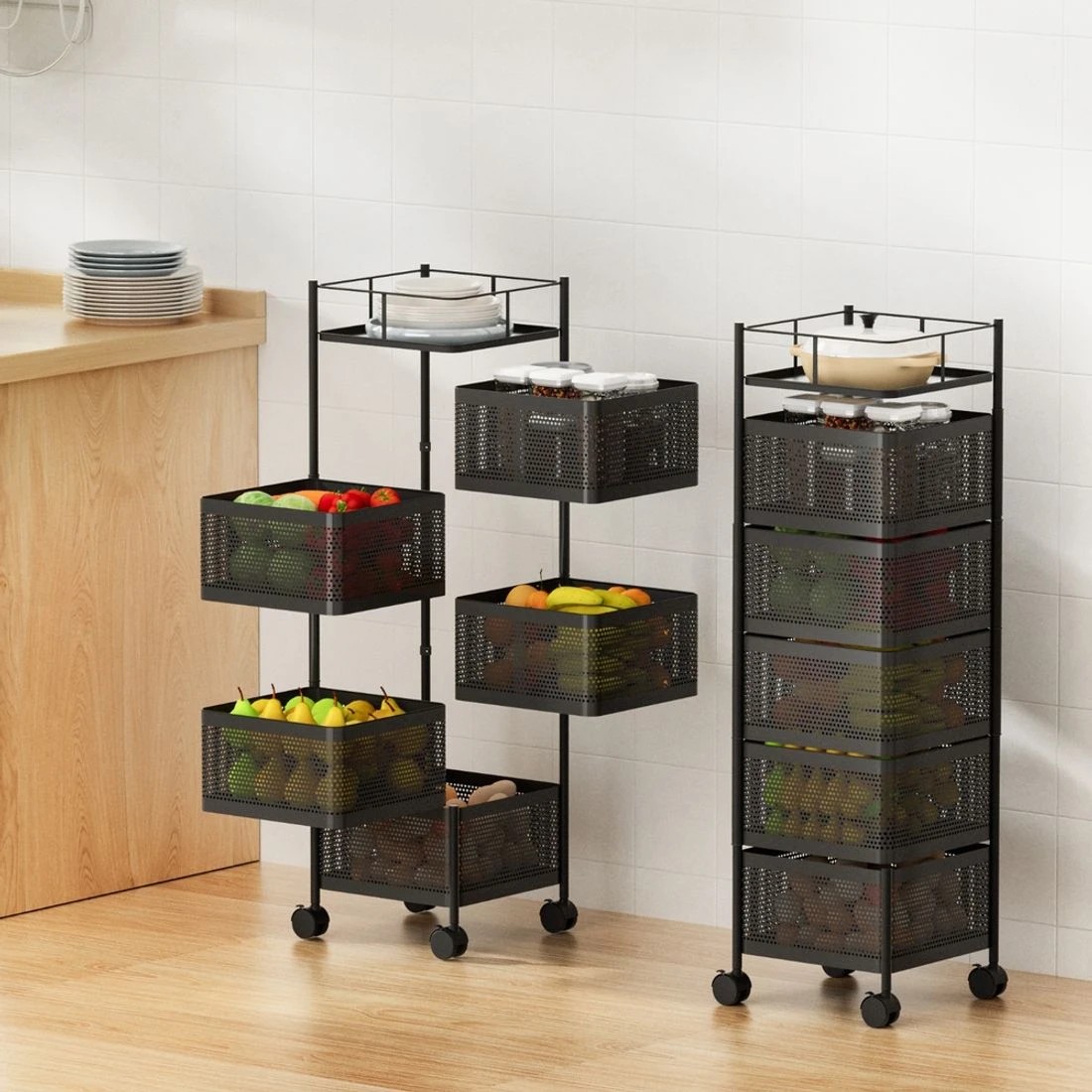 3 Artiss Storage Trolley Kitchen Cart 5 Tiers Storage Rack - Black, 3 of 5