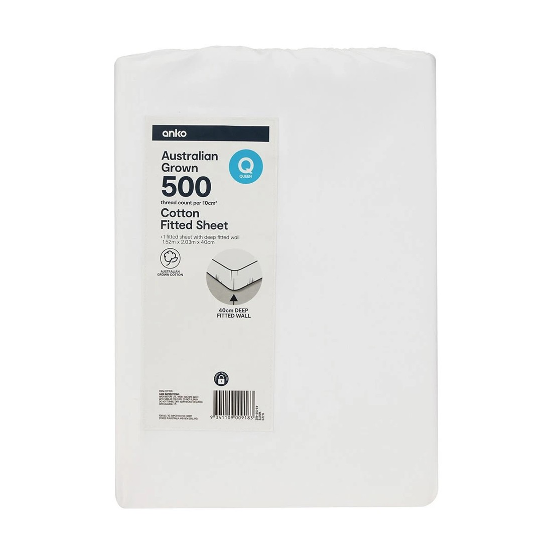 4 500 Thread Count Australian Grown Cotton Fitted Sheet - Queen Bed, White, 4 of 4