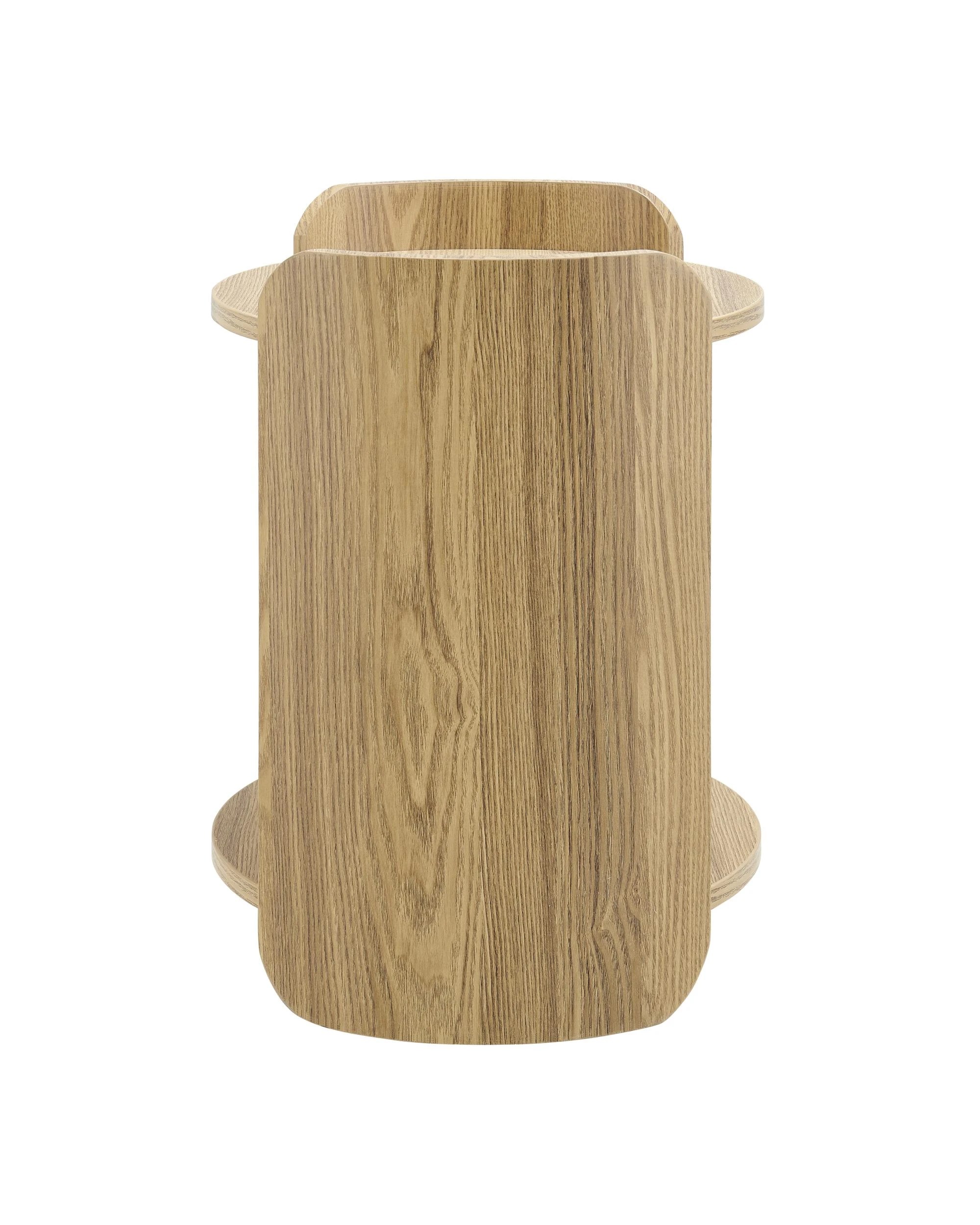 4 Kodu Round Side Table Bedside Table Nightstand with Storage Shelf Oak Look - Natural, 4 of 7